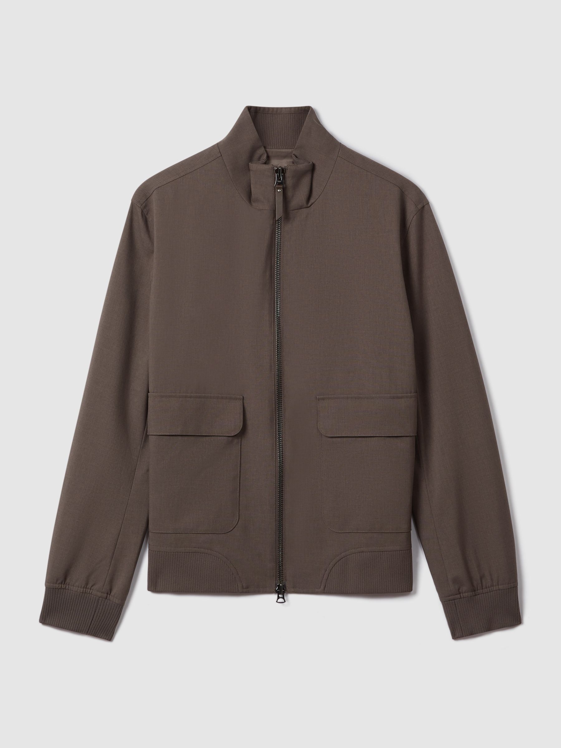 Funnel Neck Zip-Through Jacket in Brown - Image 2 of 6