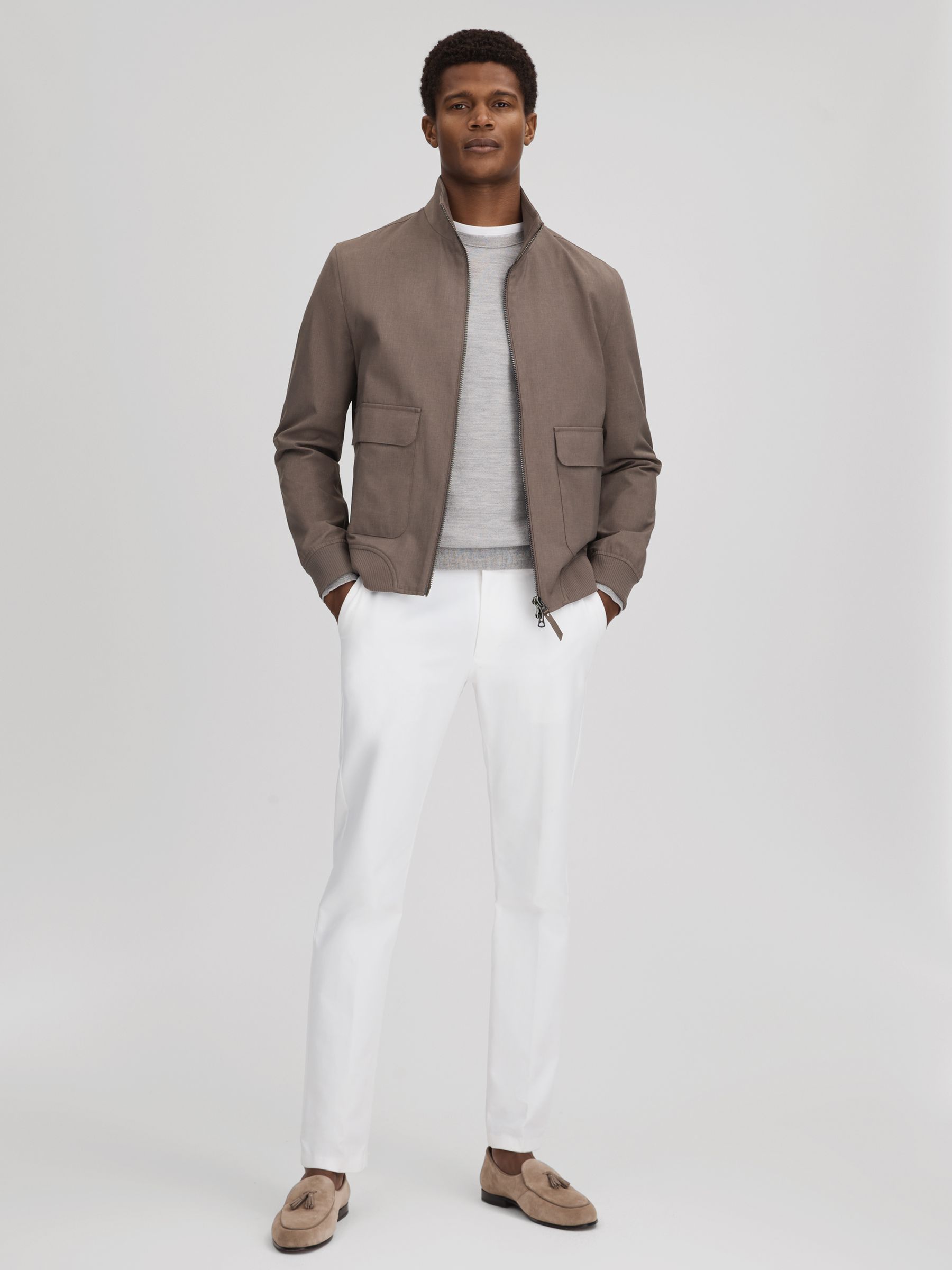 Funnel Neck Zip-Through Jacket in Brown - Image 3 of 6