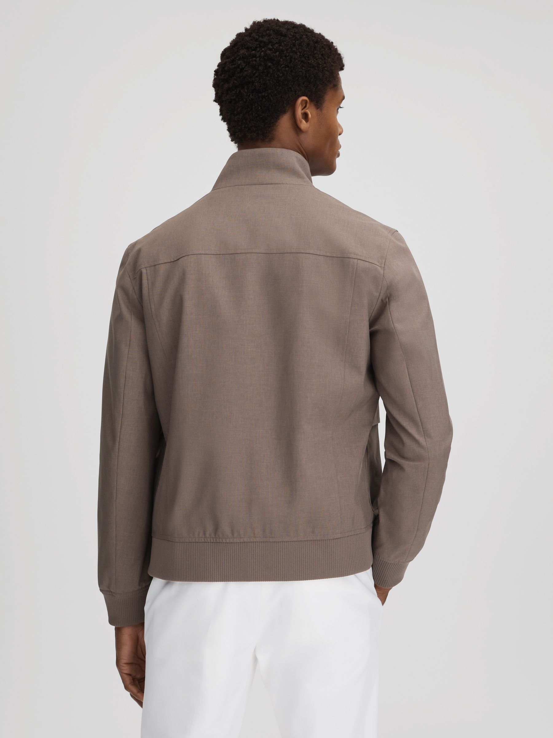 Funnel Neck Zip-Through Jacket in Brown - Image 5 of 6