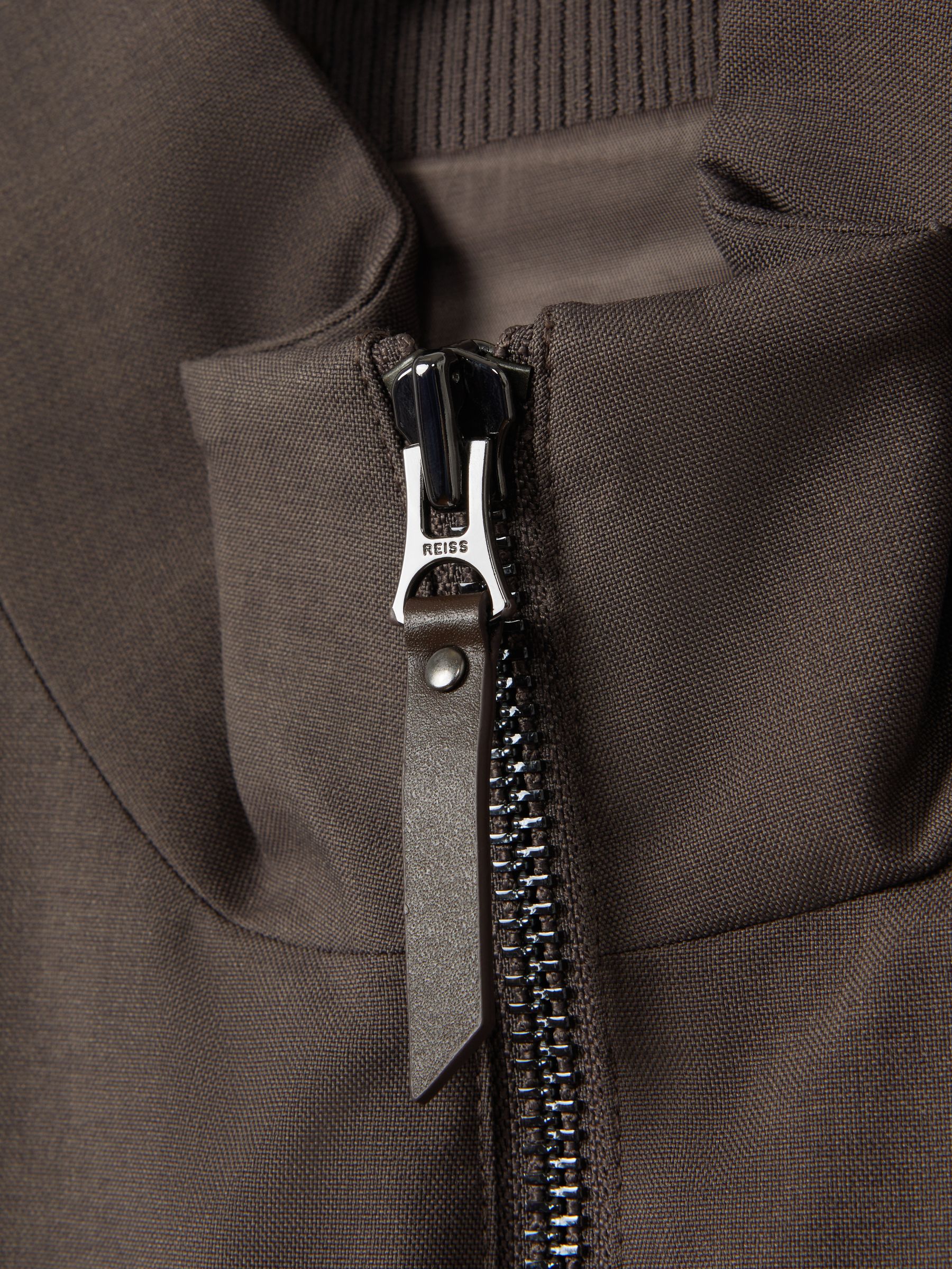 Funnel Neck Zip-Through Jacket in Brown - Image 6 of 6