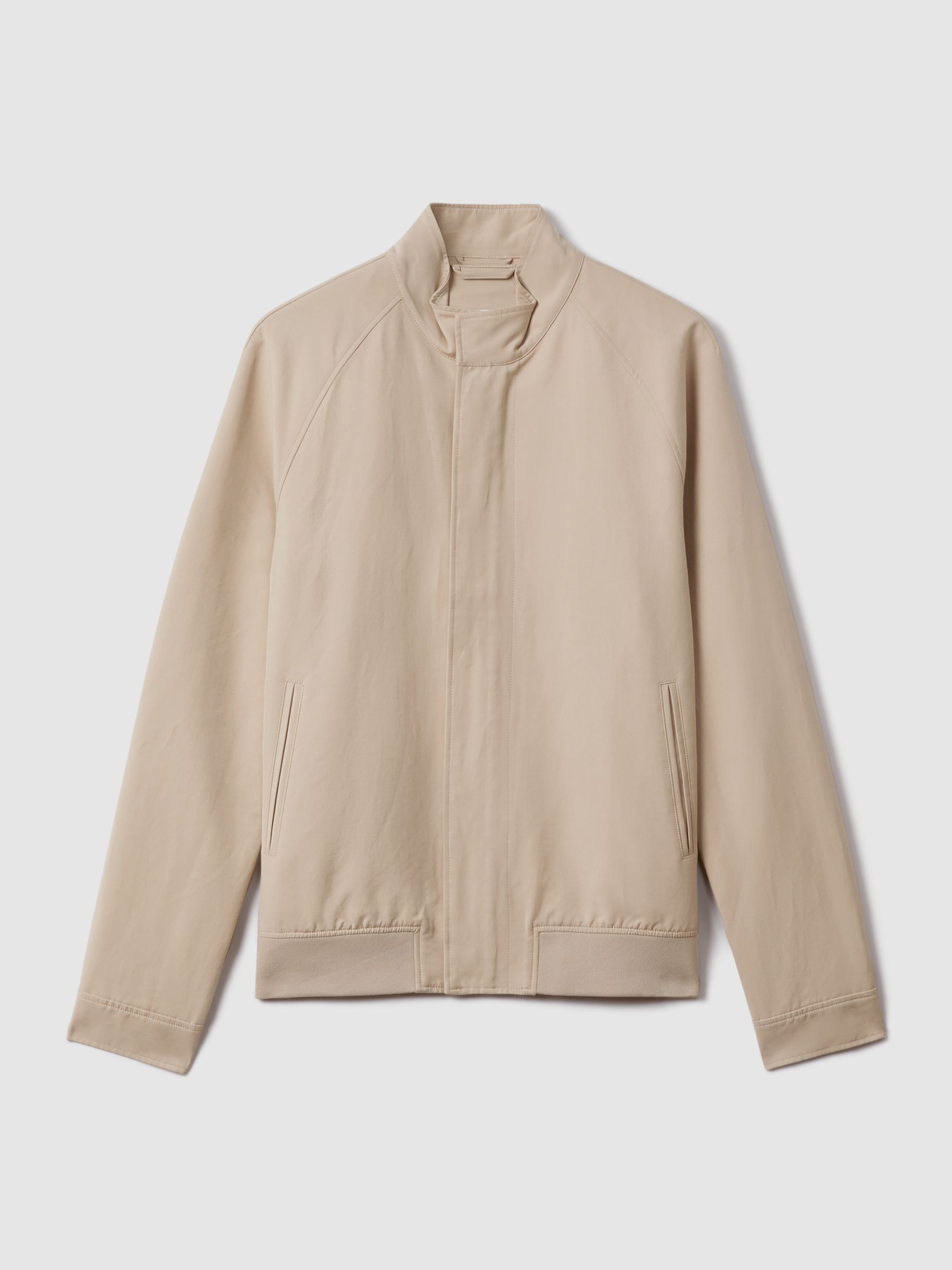 Cotton Blend Zip-Through Jacket in Stone - Image 2 of 7