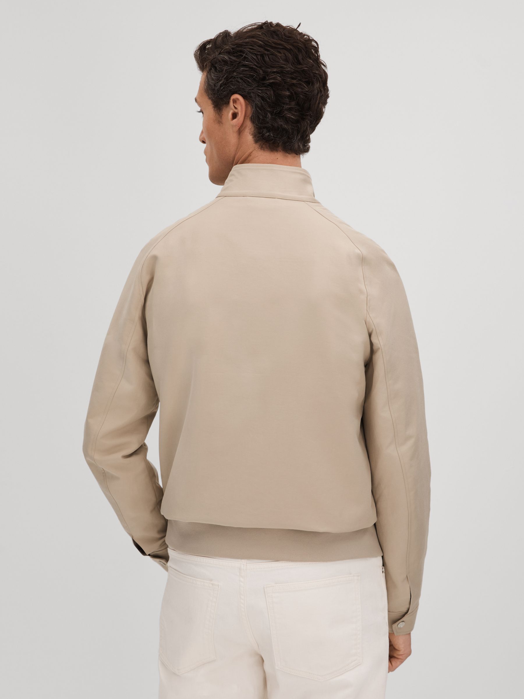 Cotton Blend Zip-Through Jacket in Stone - Image 6 of 7