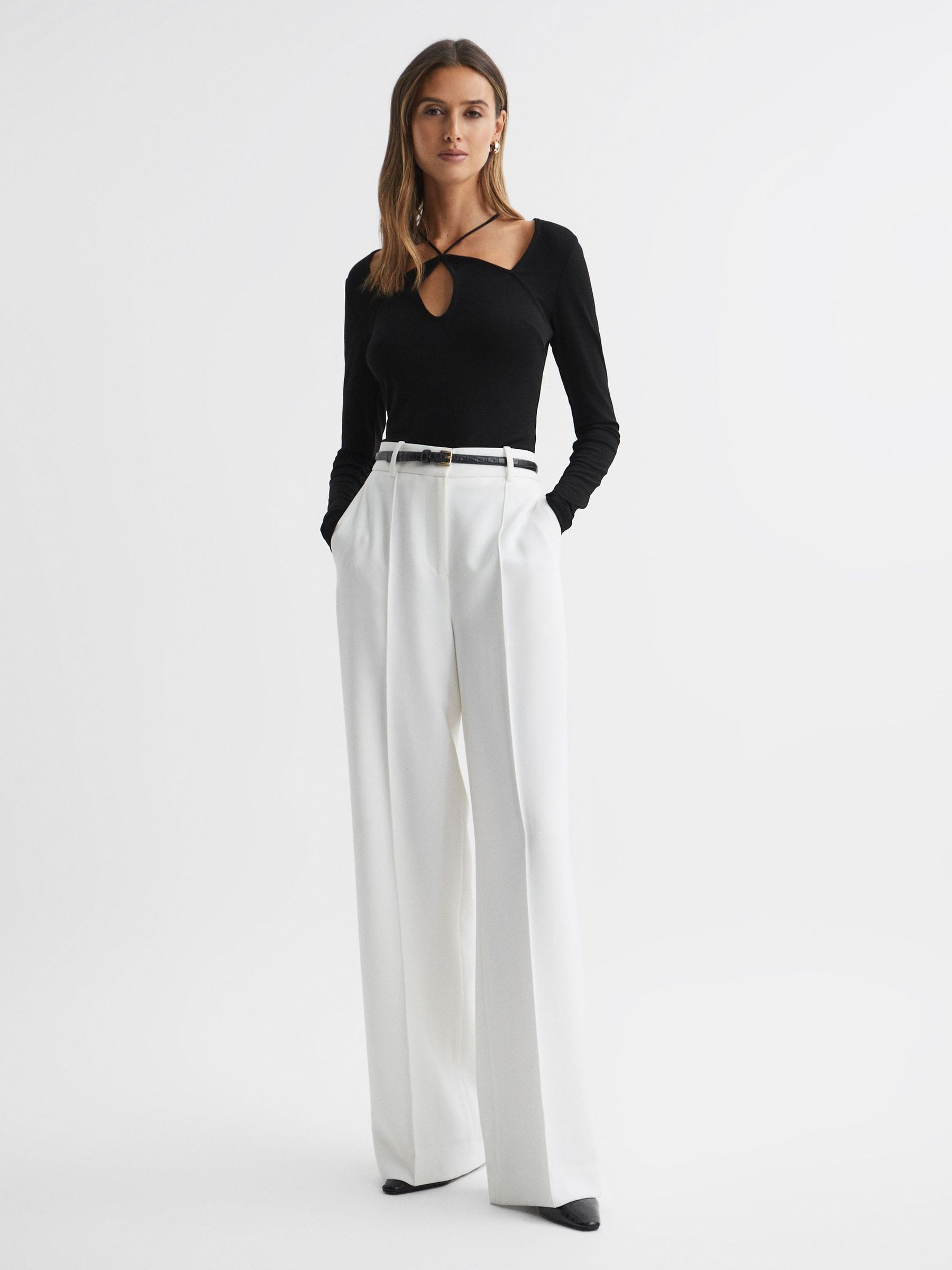 Jersey Cut-Out Strappy Top in Black - Image 3 of 5