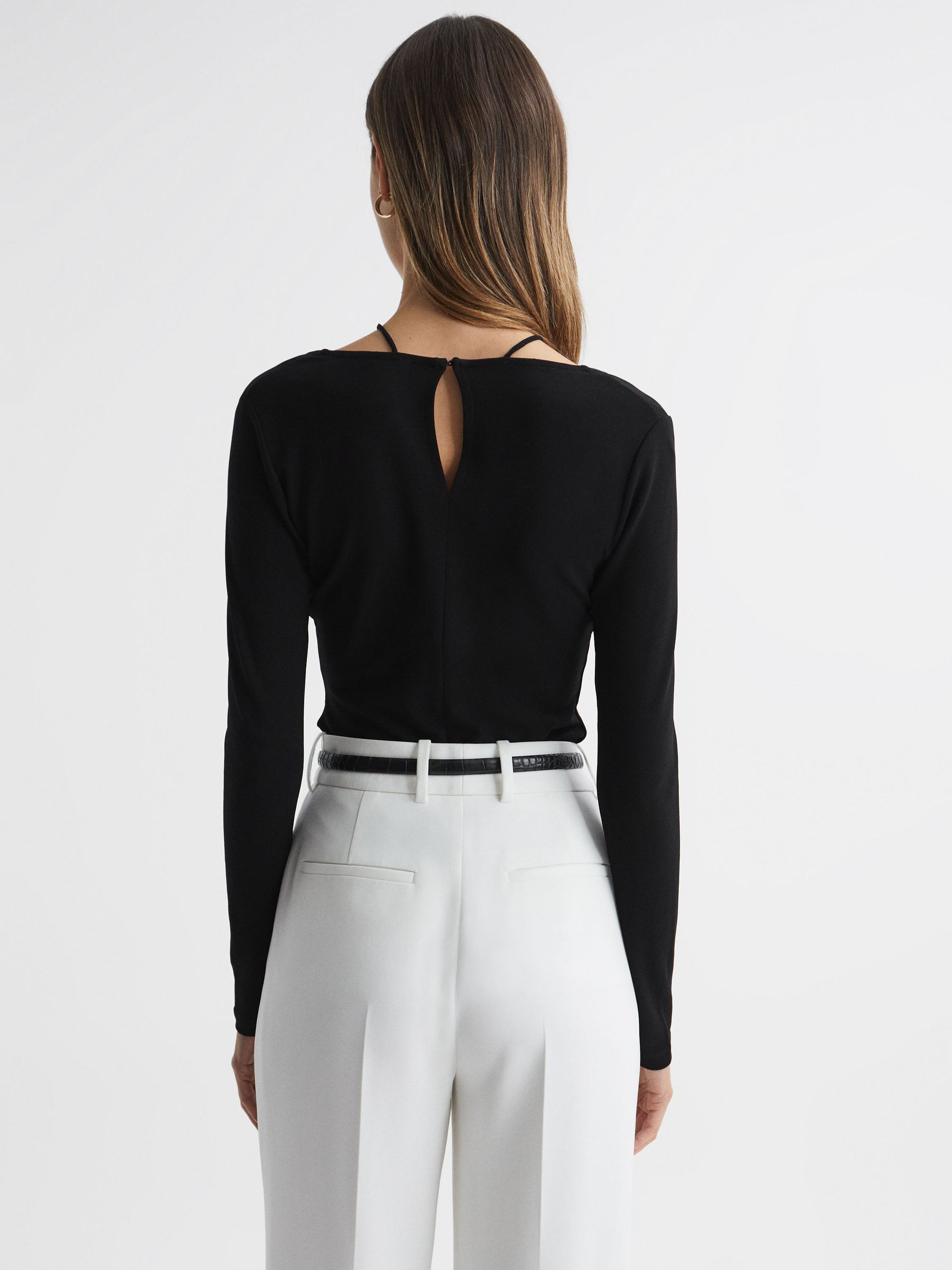 Jersey Cut-Out Strappy Top in Black - Image 5 of 5