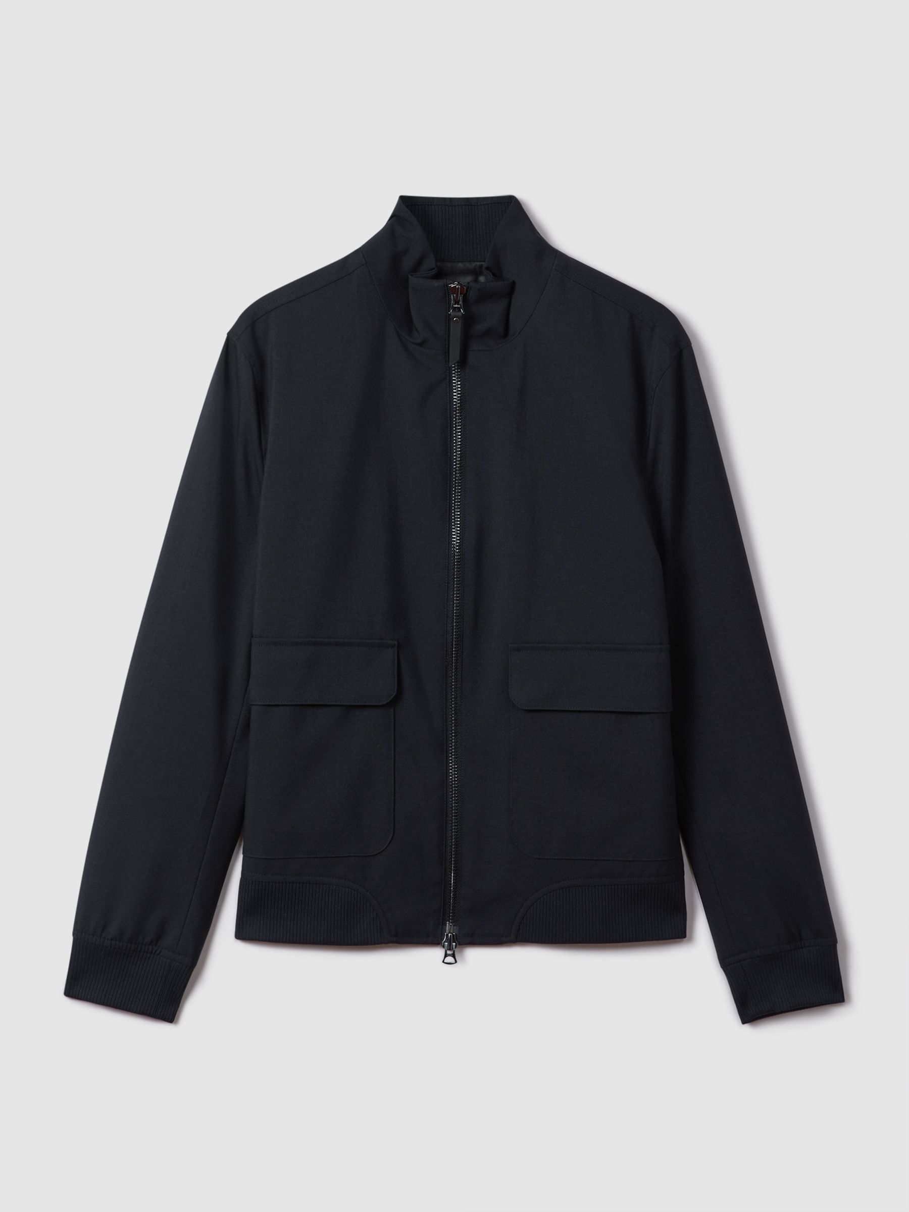 Funnel Neck Zip-Through Jacket in Navy - Image 2 of 6