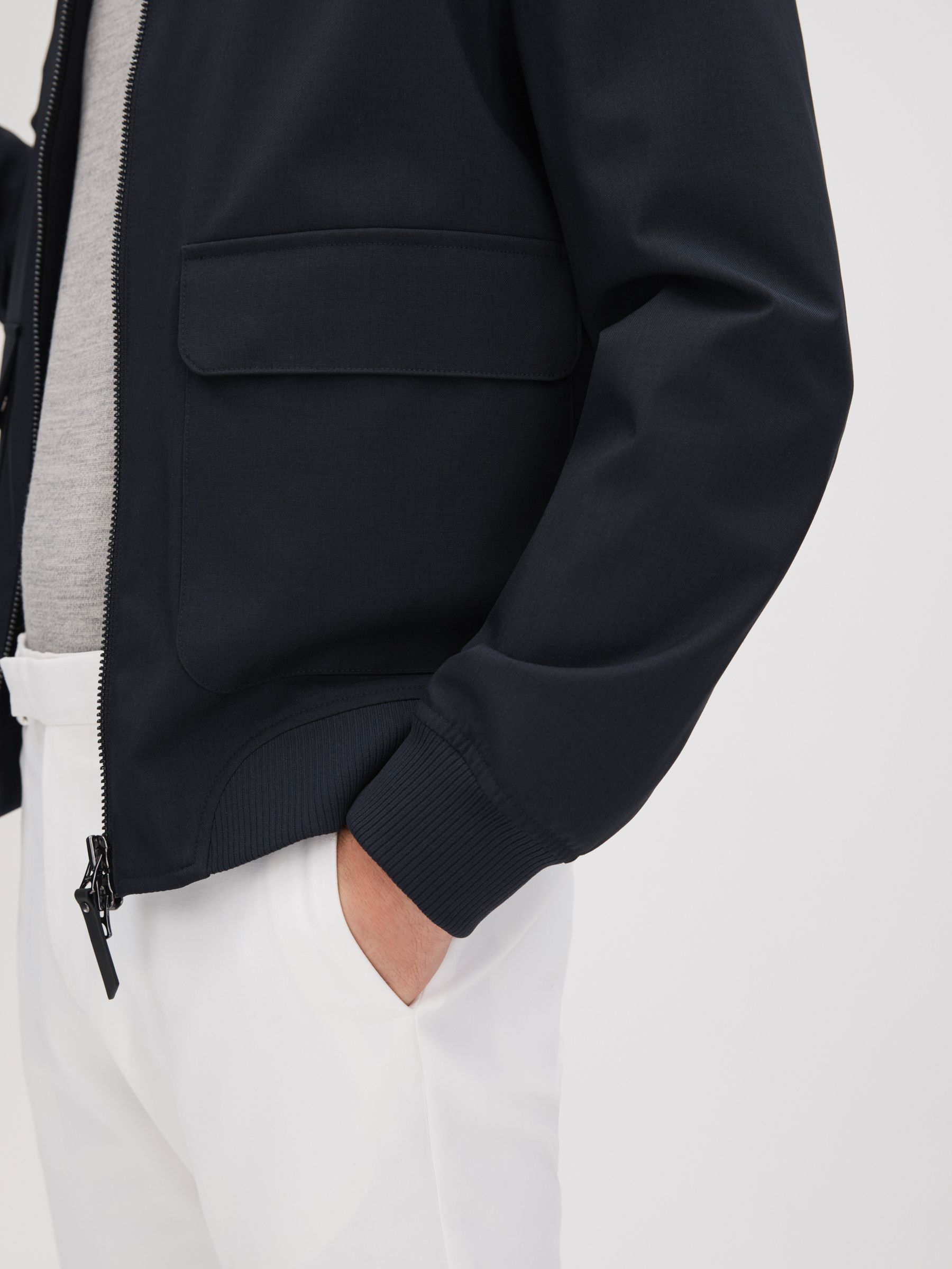 Funnel Neck Zip-Through Jacket in Navy - Image 4 of 6