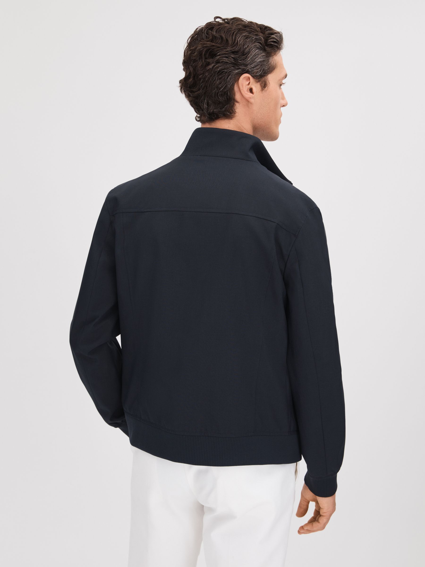 Funnel Neck Zip-Through Jacket in Navy - Image 5 of 6