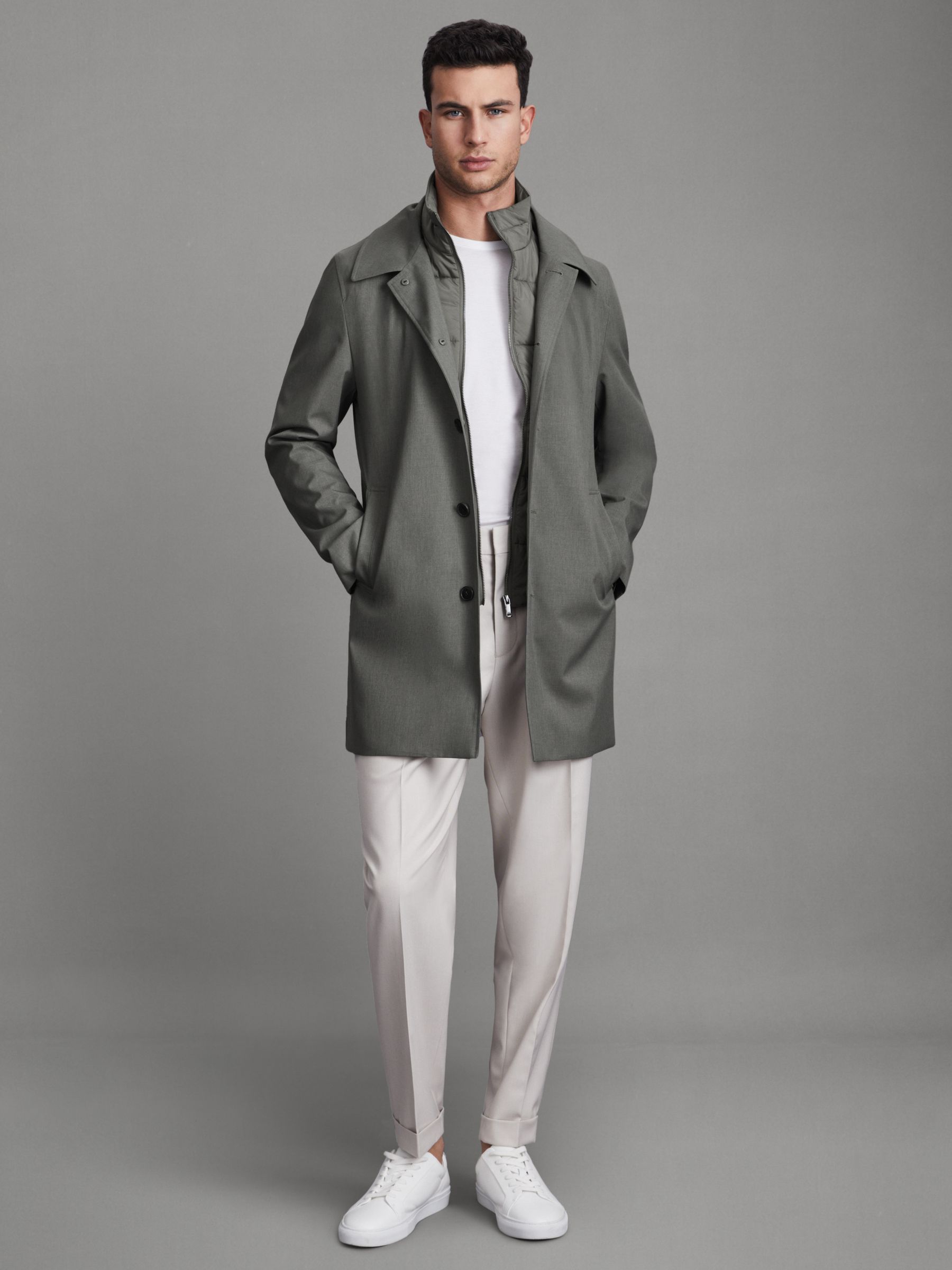 Jacket With Removable Funnel-Neck Insert in Green - Image 1 of 6