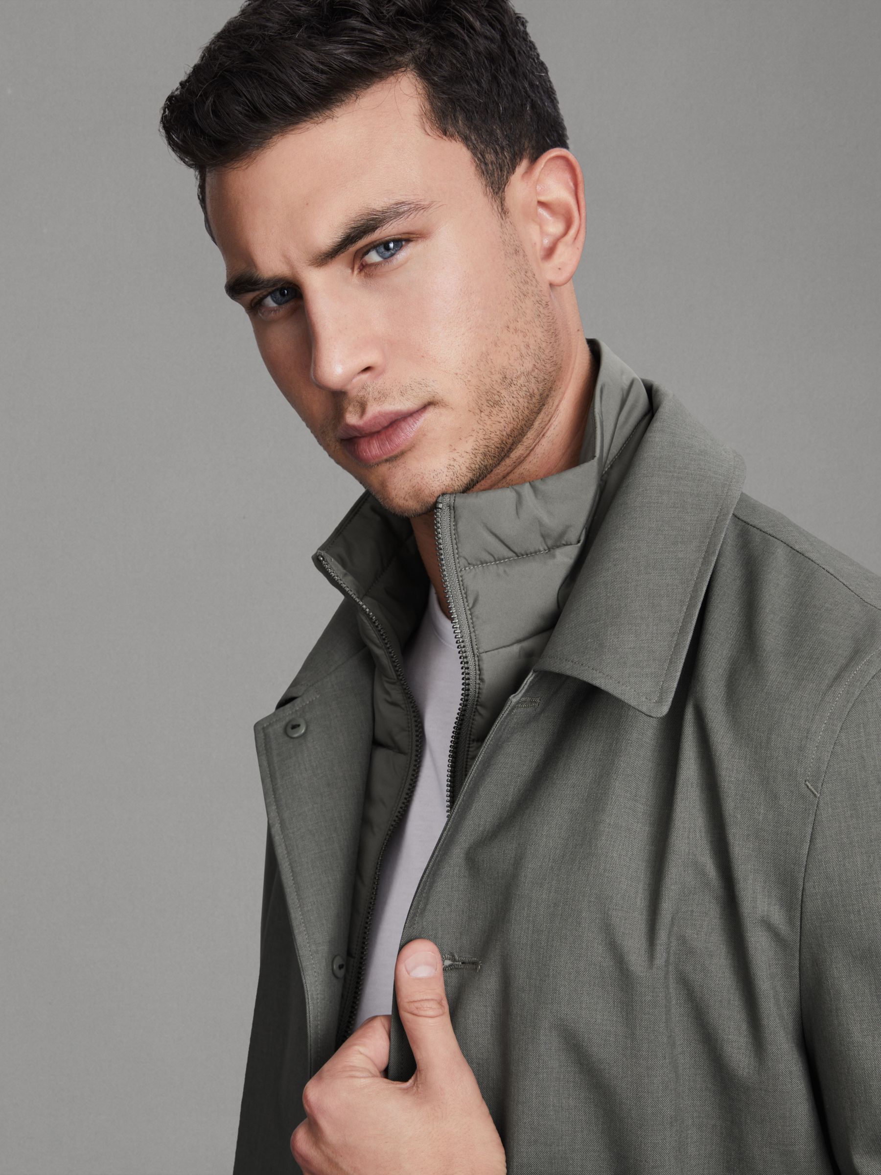 Jacket With Removable Funnel-Neck Insert in Green - Image 4 of 6