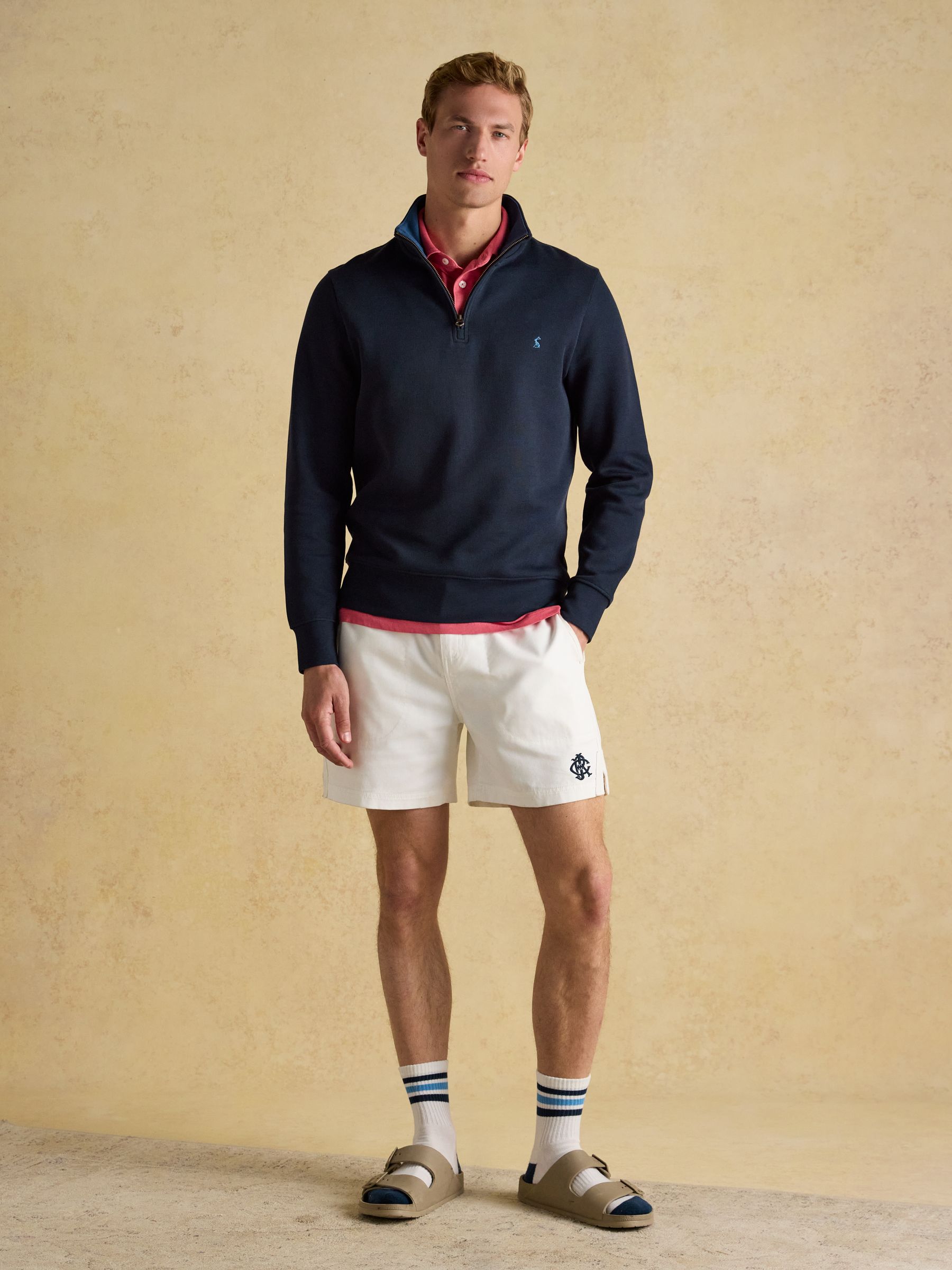 Alistair Navy Quarter Zip Cotton Sweatshirt - Image 3 of 8