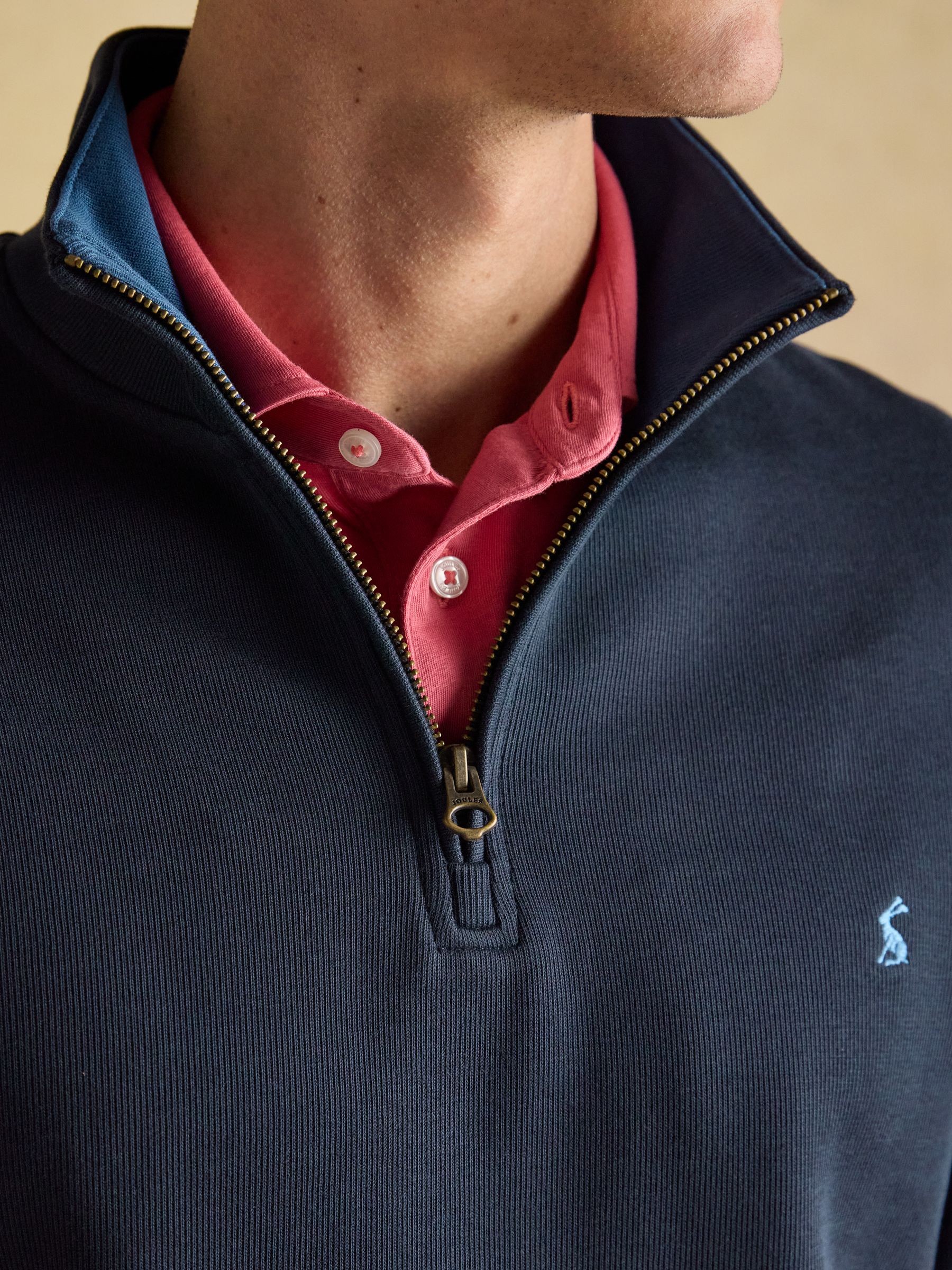 Alistair Navy Quarter Zip Cotton Sweatshirt - Image 5 of 8
