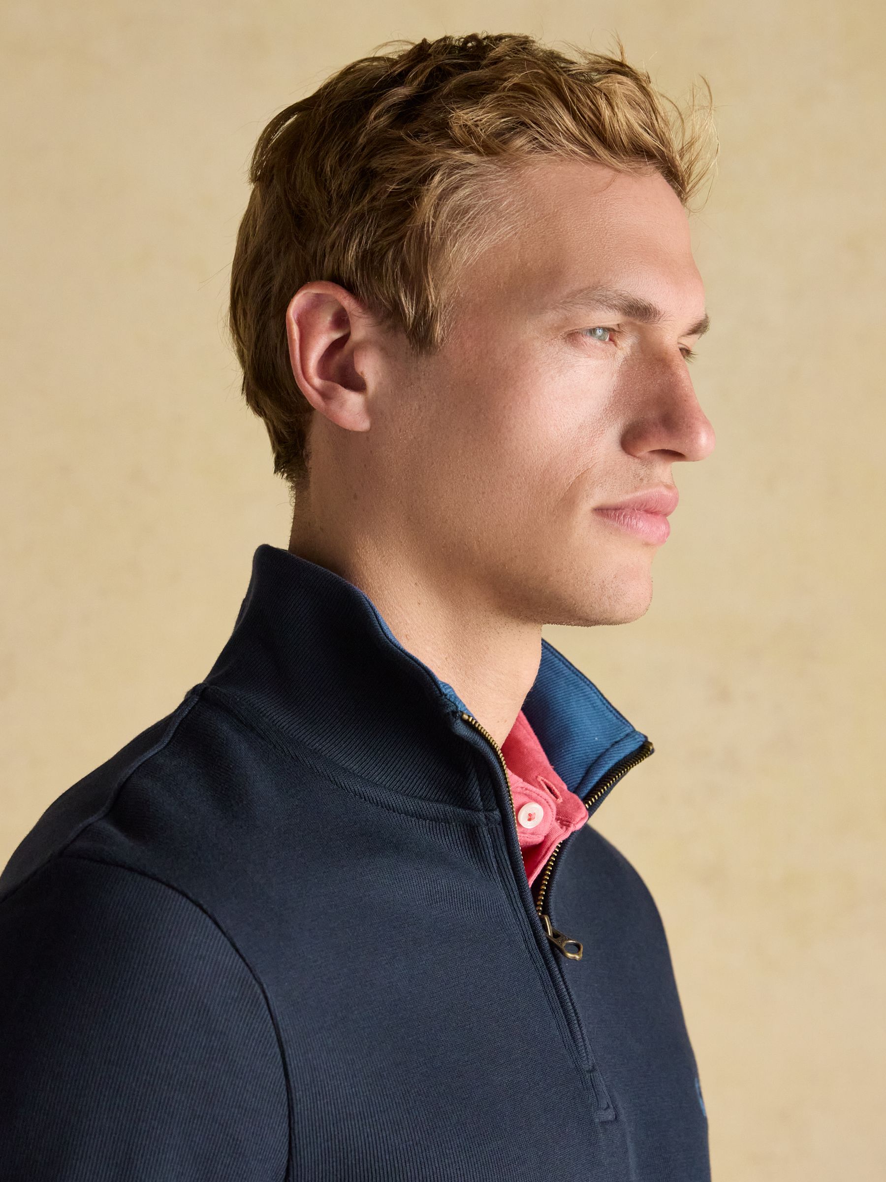 Alistair Navy Quarter Zip Cotton Sweatshirt - Image 6 of 8