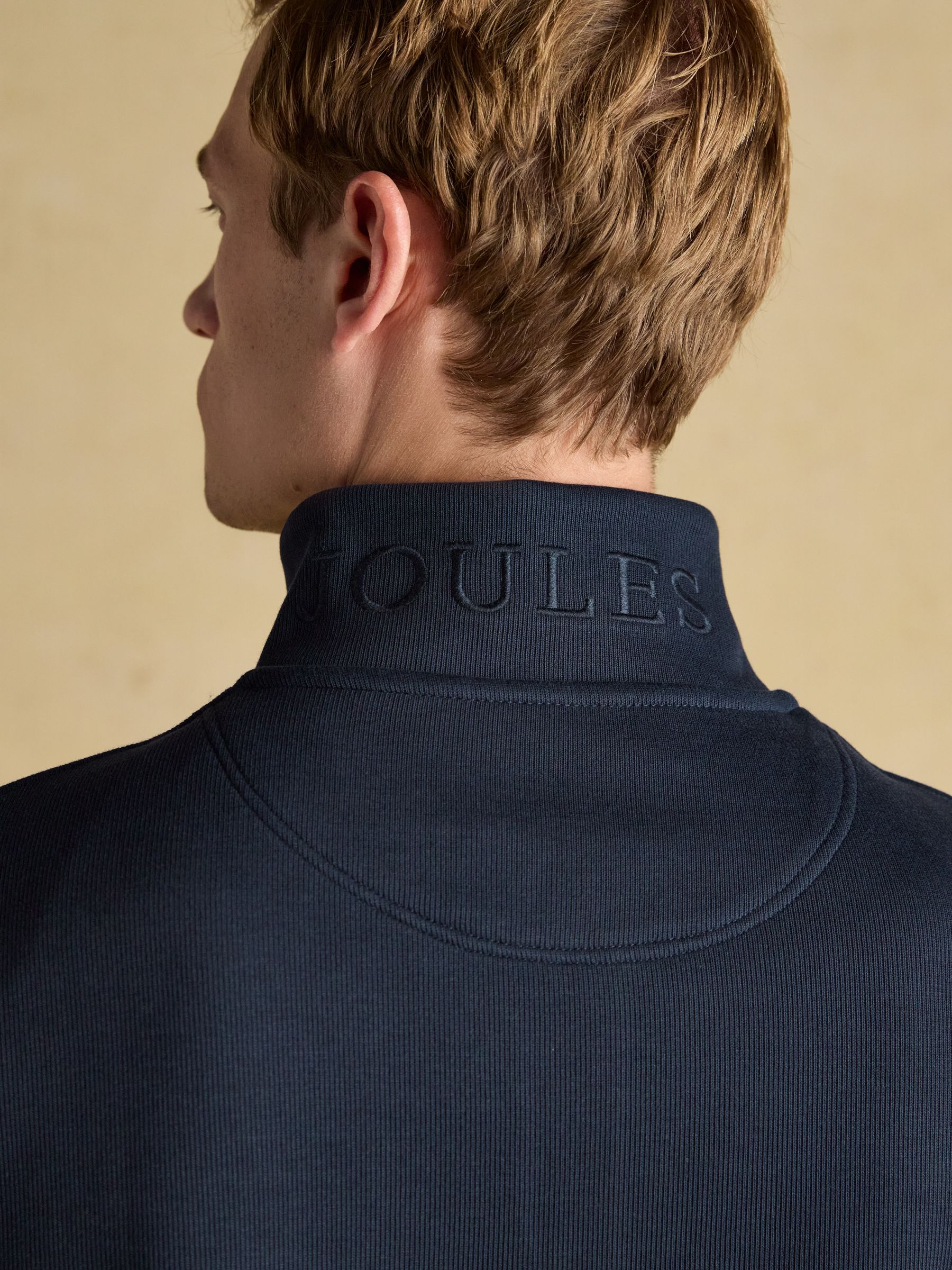 Alistair Navy Quarter Zip Cotton Sweatshirt - Image 7 of 8