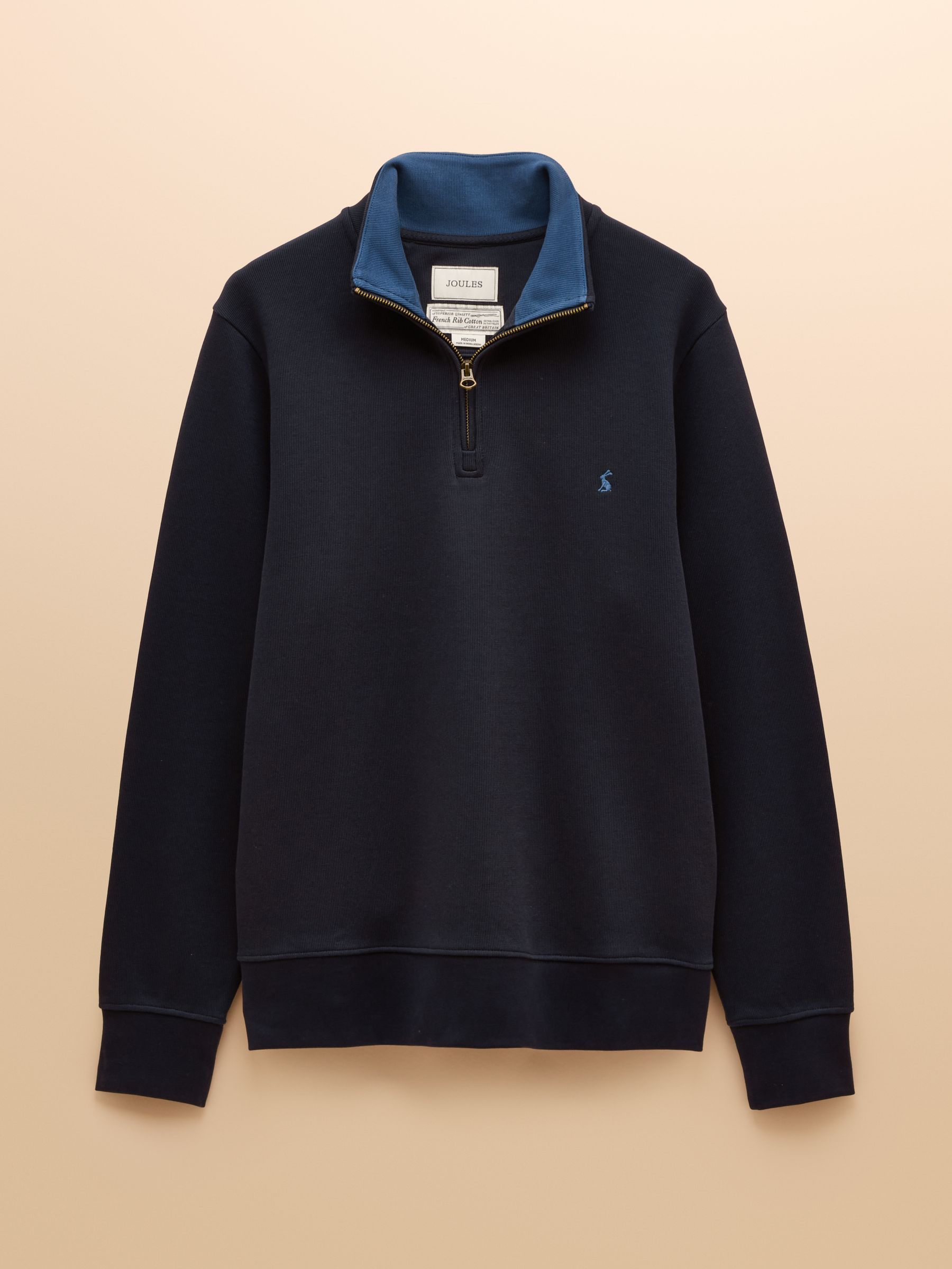 Alistair Navy Quarter Zip Cotton Sweatshirt - Image 8 of 8