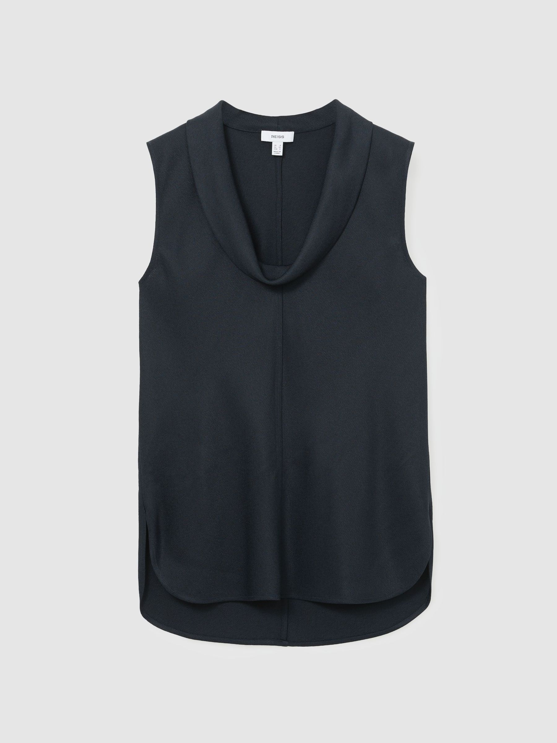 Cowl-Neck Sleeveless Top in Navy - Image 2 of 7