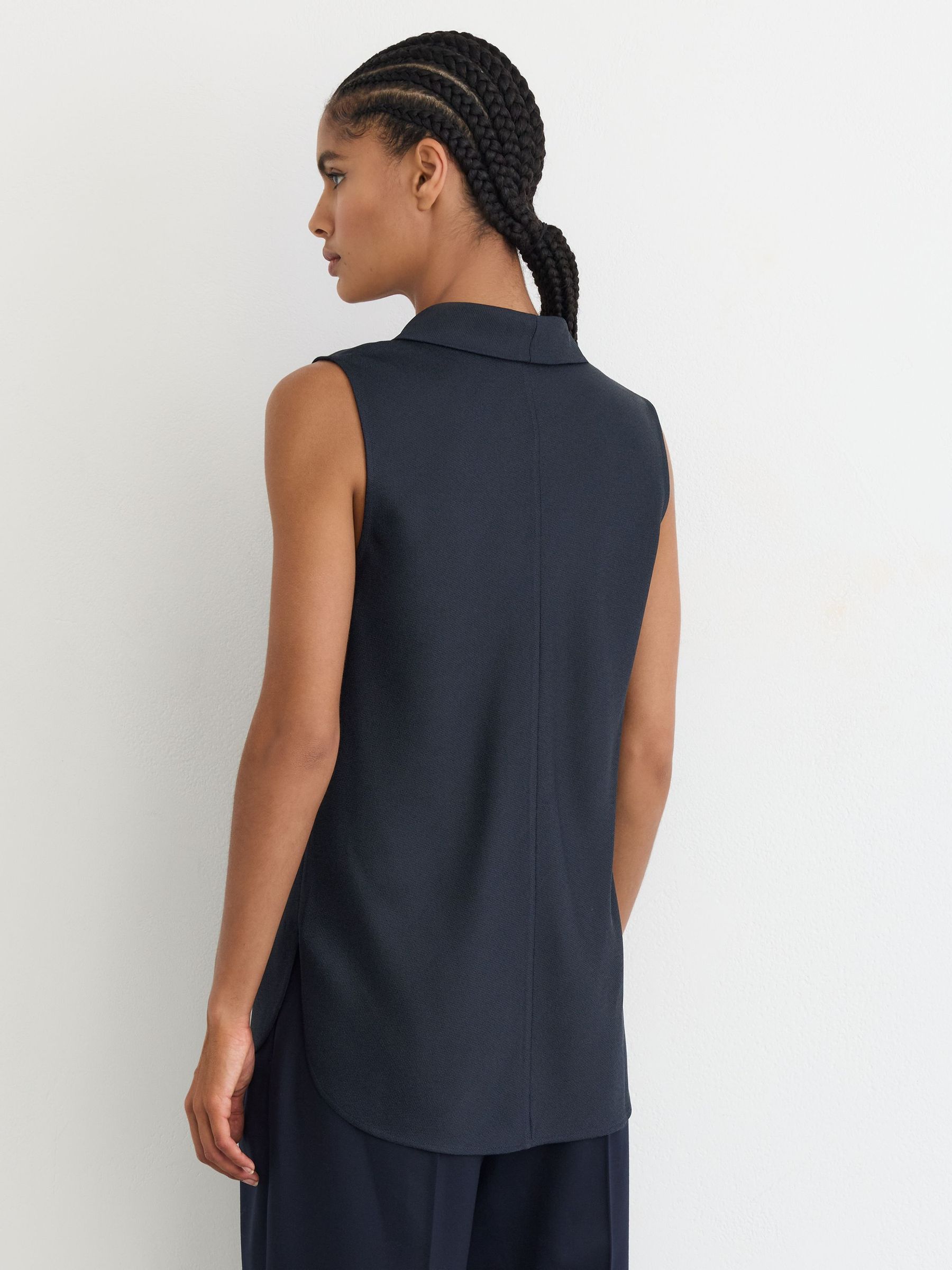 Cowl-Neck Sleeveless Top in Navy - Image 5 of 7