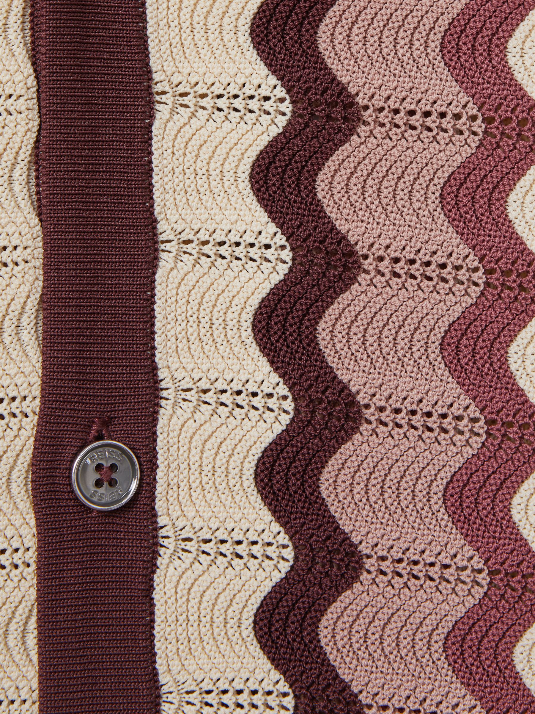 Knitted Cuban Collar Shirt in Rose Multi - Image 6 of 6