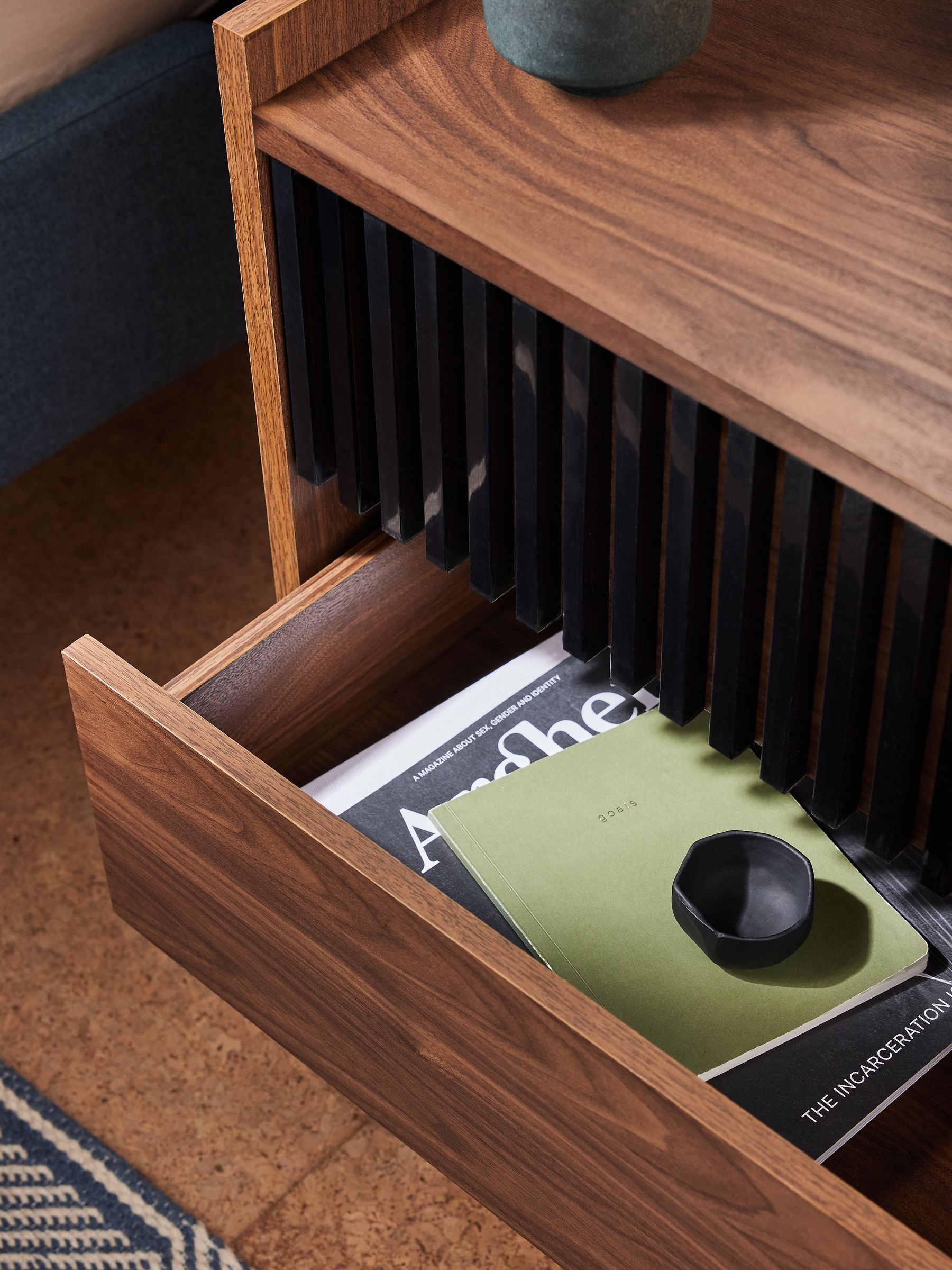 Blaze Bedside Table in Dark Walnut Effect - Image 3 of 3