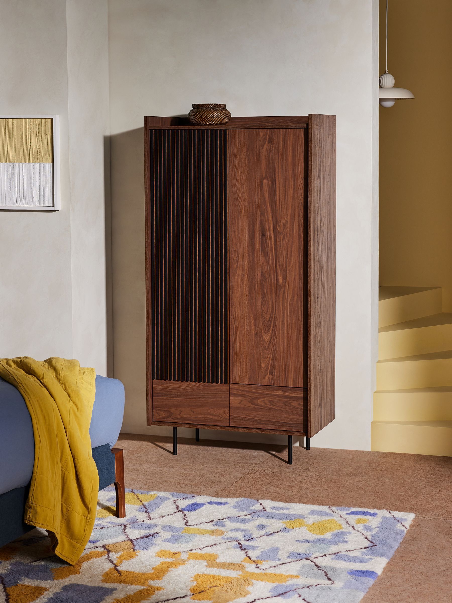 Blaze Double, 2 Drawers Wardrobe in Dark Walnut Effect - Image 1 of 6 Blaze Double, 2 Drawers Wardrobe in Dark Walnut Effect - Image 1 of 6