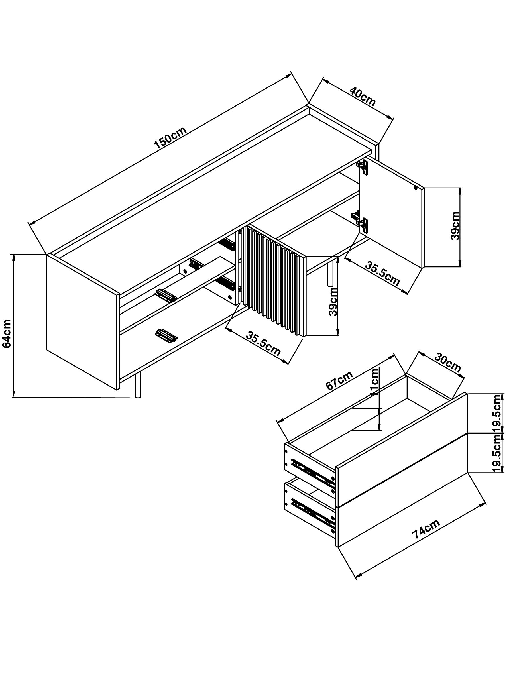 Blaze Large Sideboard in Dark Walnut Effect - Image 4 of 5