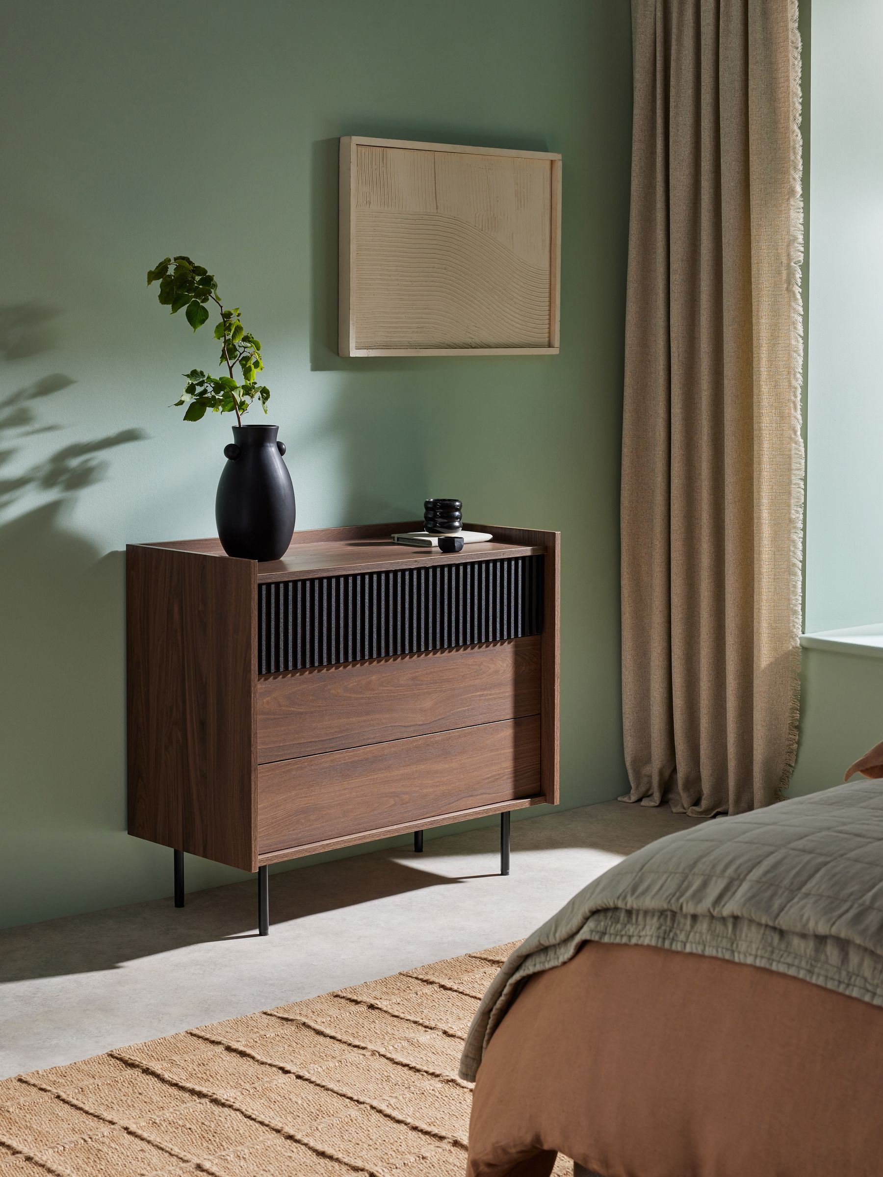 Blaze 3 Drawer Chest of Drawers in Dark Walnut Effect - Image 1 of 5
