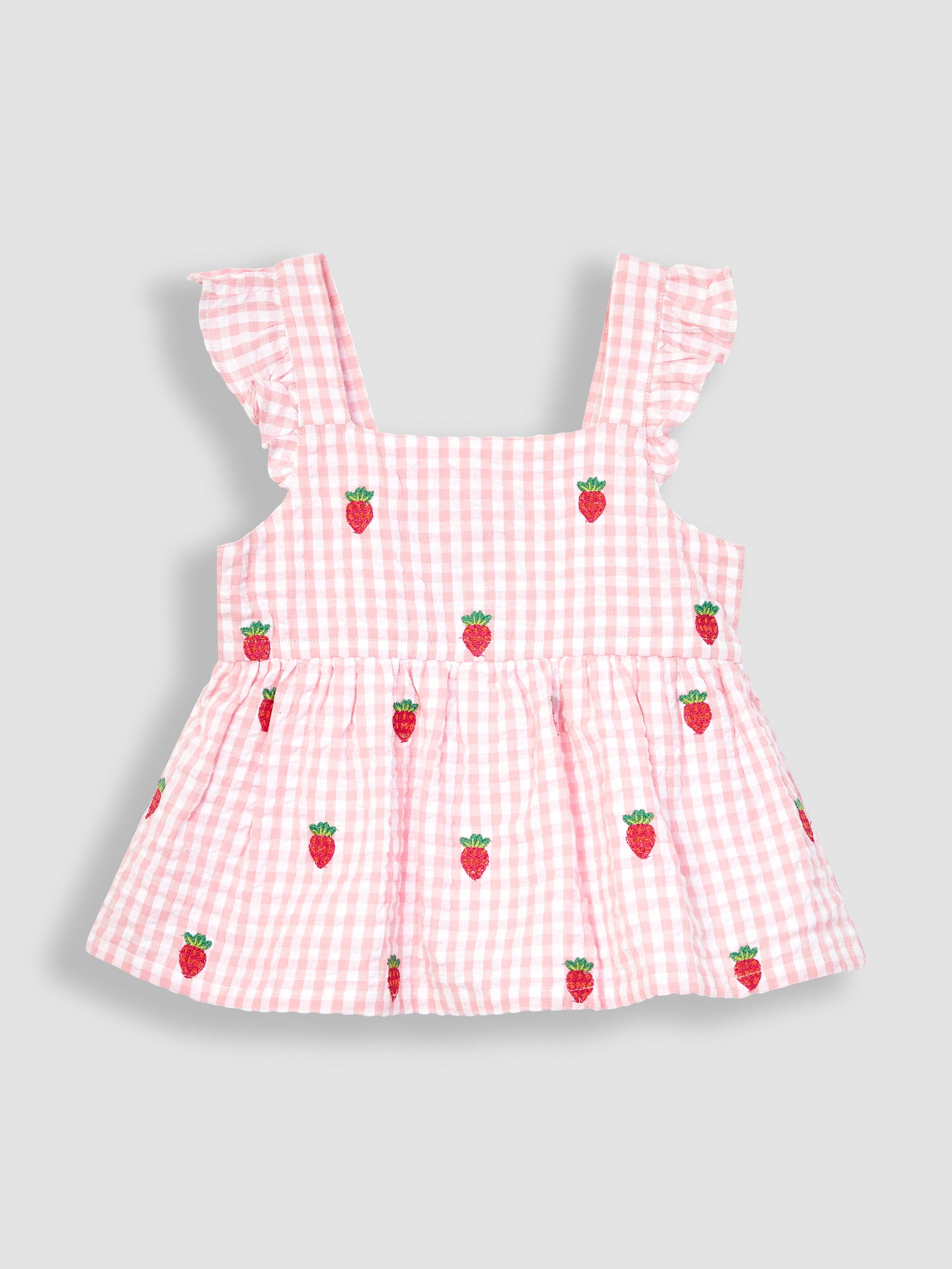 2-Piece Strawberry Seersucker Blouse & Shorts Set in Pink - Image 2 of 4