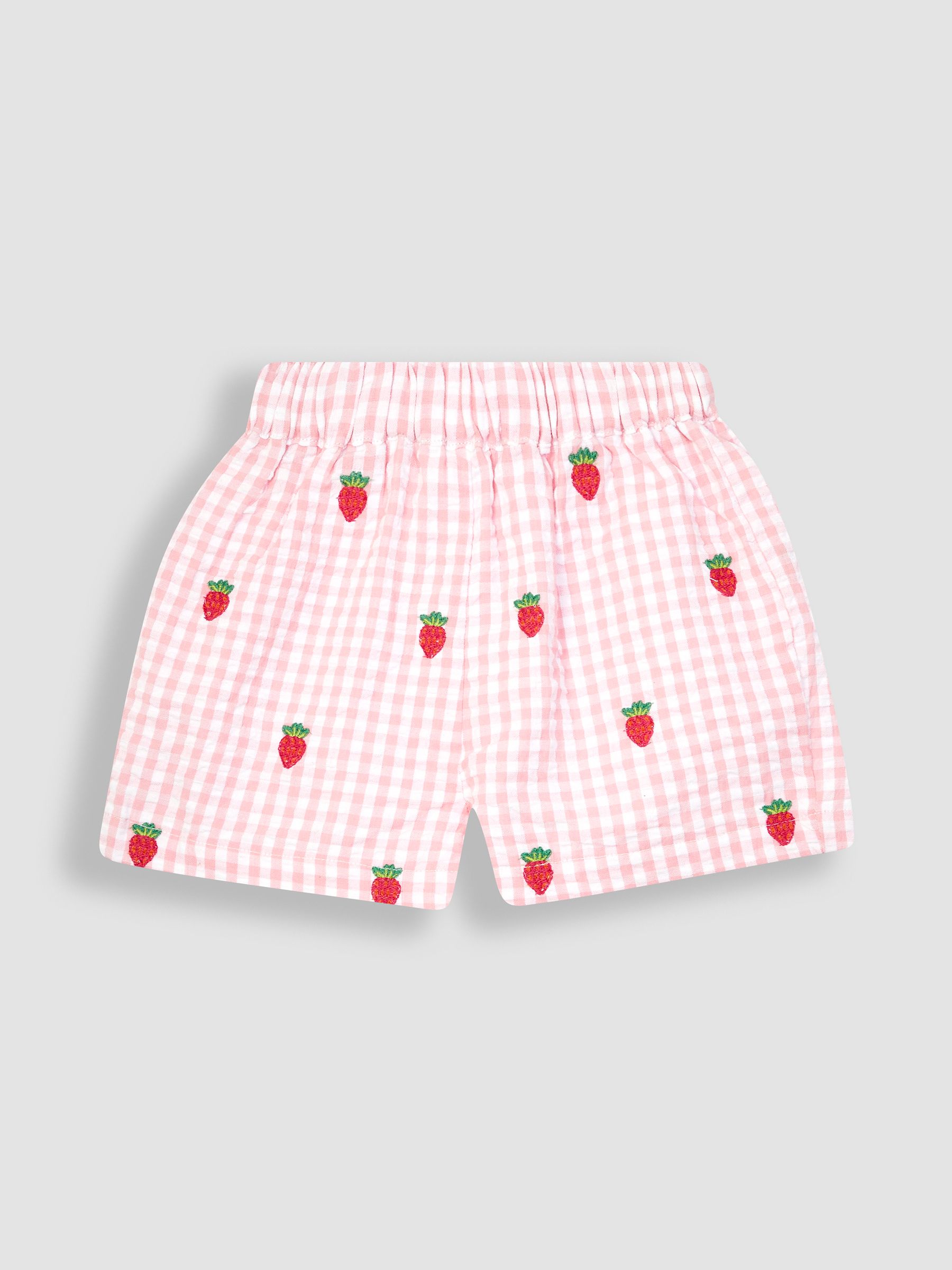 2-Piece Strawberry Seersucker Blouse & Shorts Set in Pink - Image 3 of 4