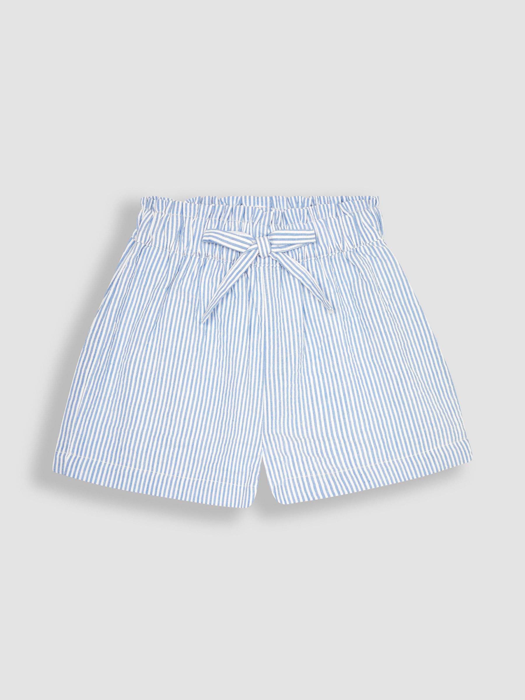 Blue 2-Piece Cherry Embroidered Seersucker Blouse & Shorts Set - Image 3 of 4