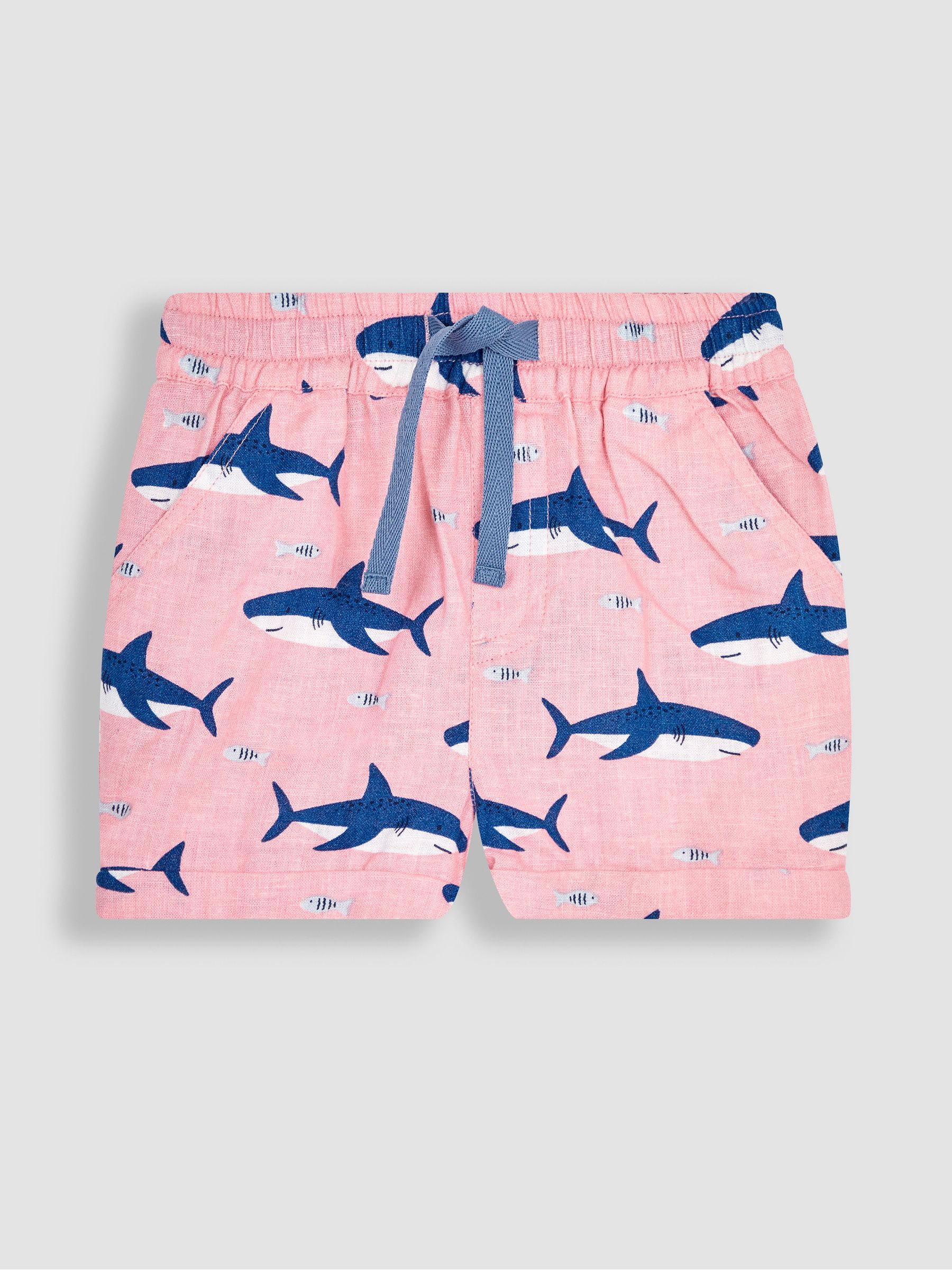 2-Piece Shark Cotton Linen Shirt & Shorts Set in Coral - Image 5 of 6