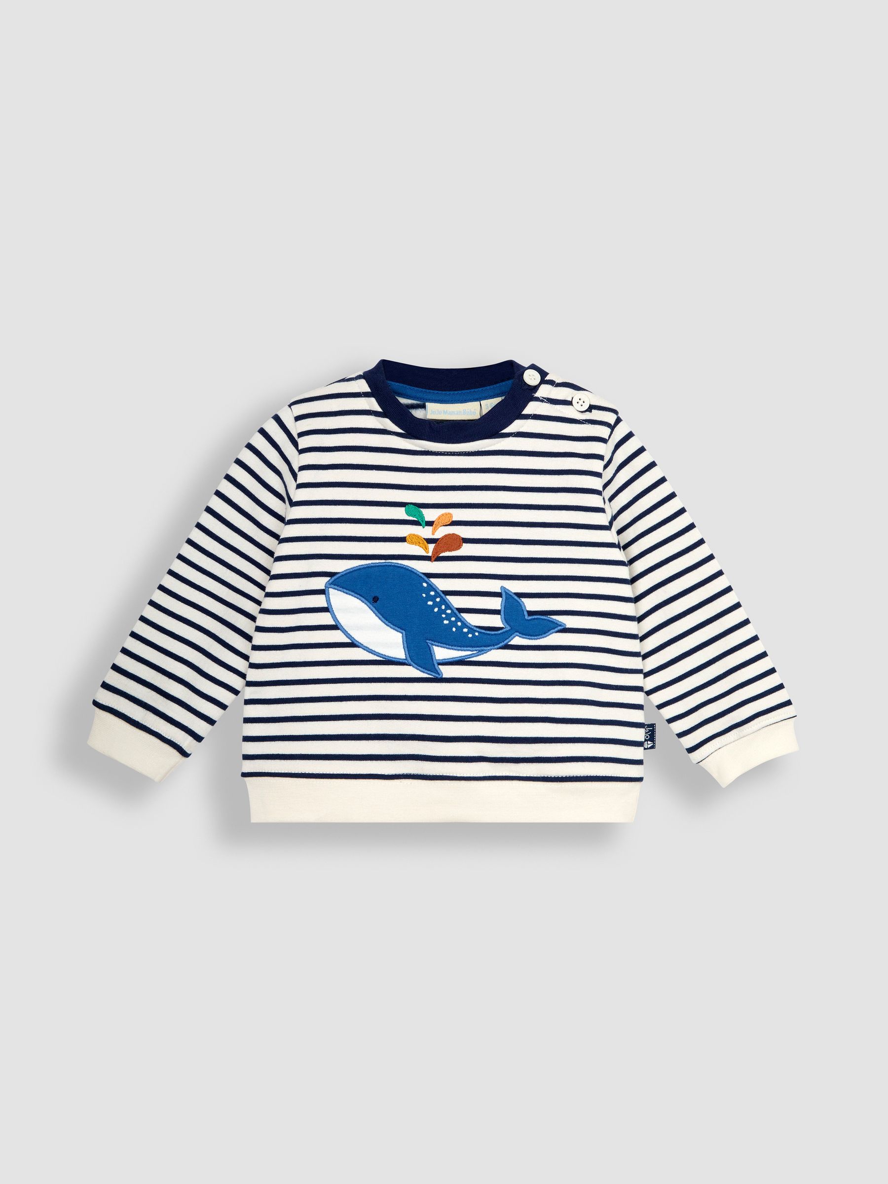 Ecru Navy Stripe Whale Appliqué Jersey Sweatshirt & Leggings Set - Image 2 of 4