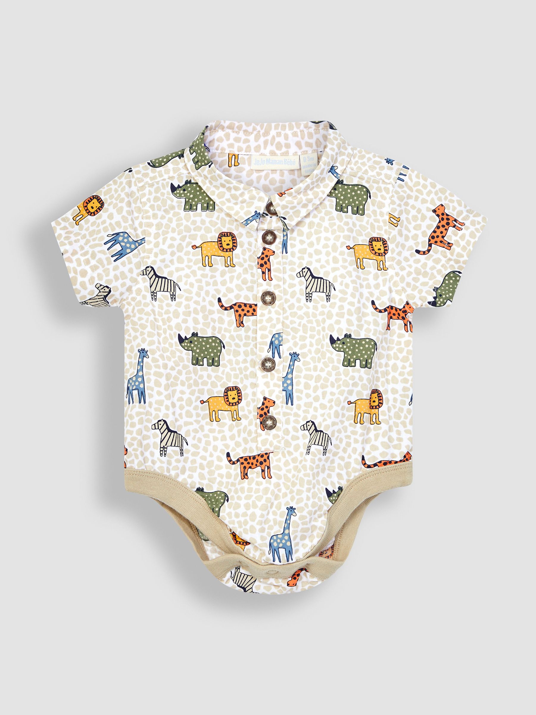 Khaki Green Safari Animals Dungarees & Printed Shirt 2-Piece Set - Image 4 of 5