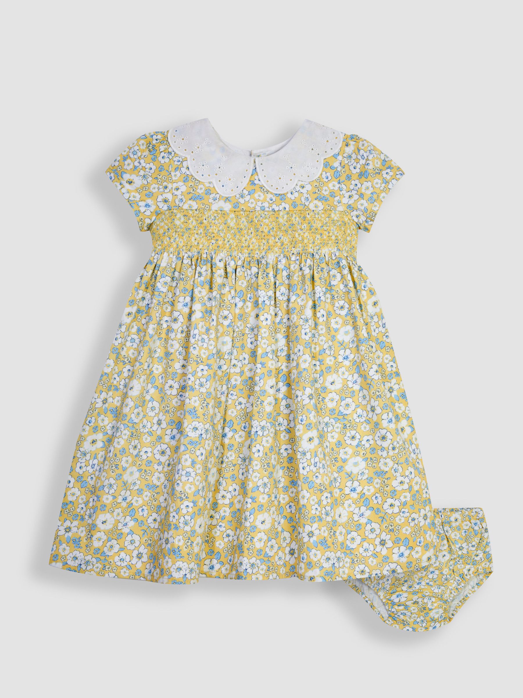 Yellow Hedgerow Floral Broderie Collar Party Dress - Image 1 of 6