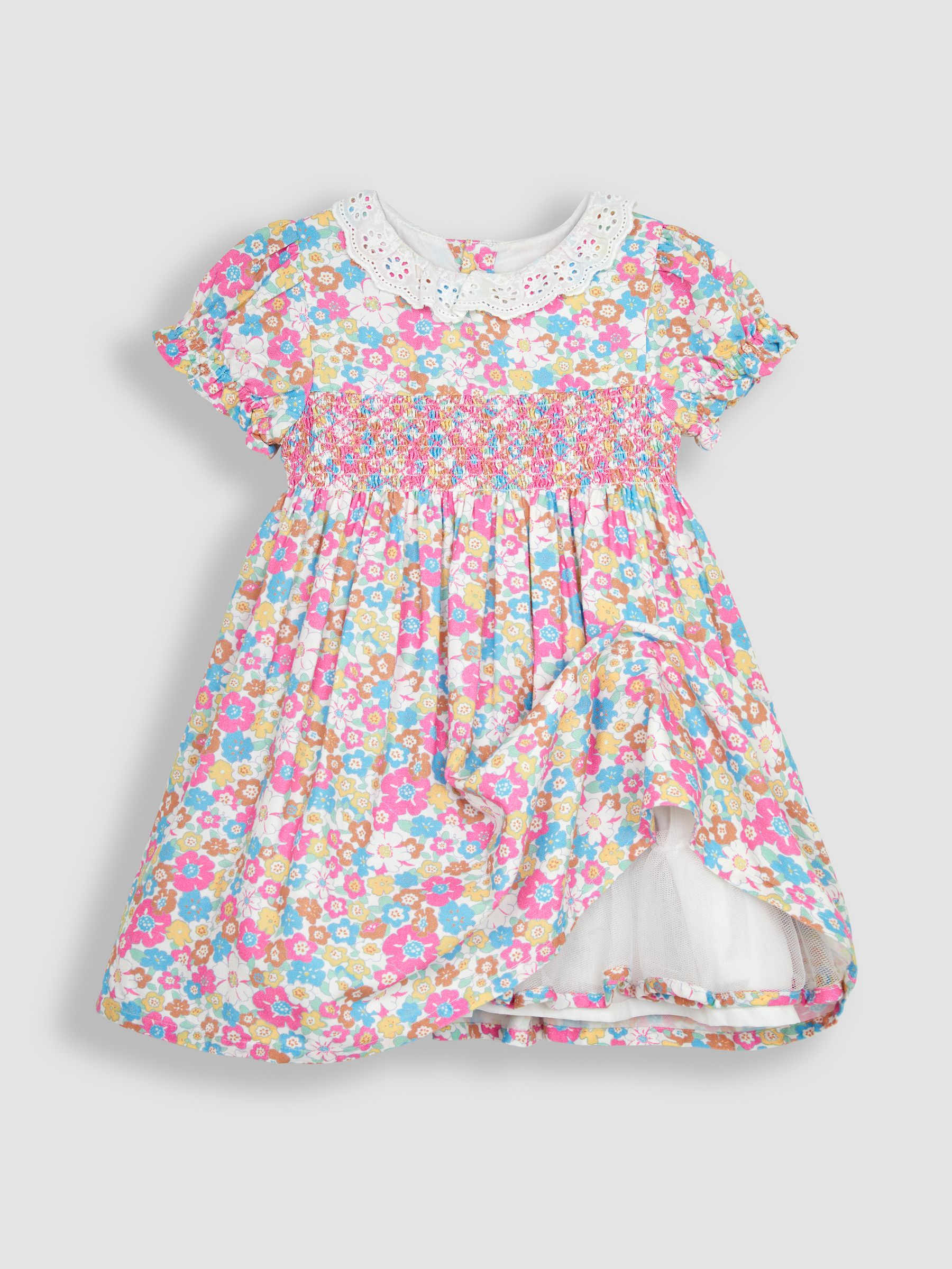 White Summer Floral Frill Collar Party Dress - Image 2 of 5