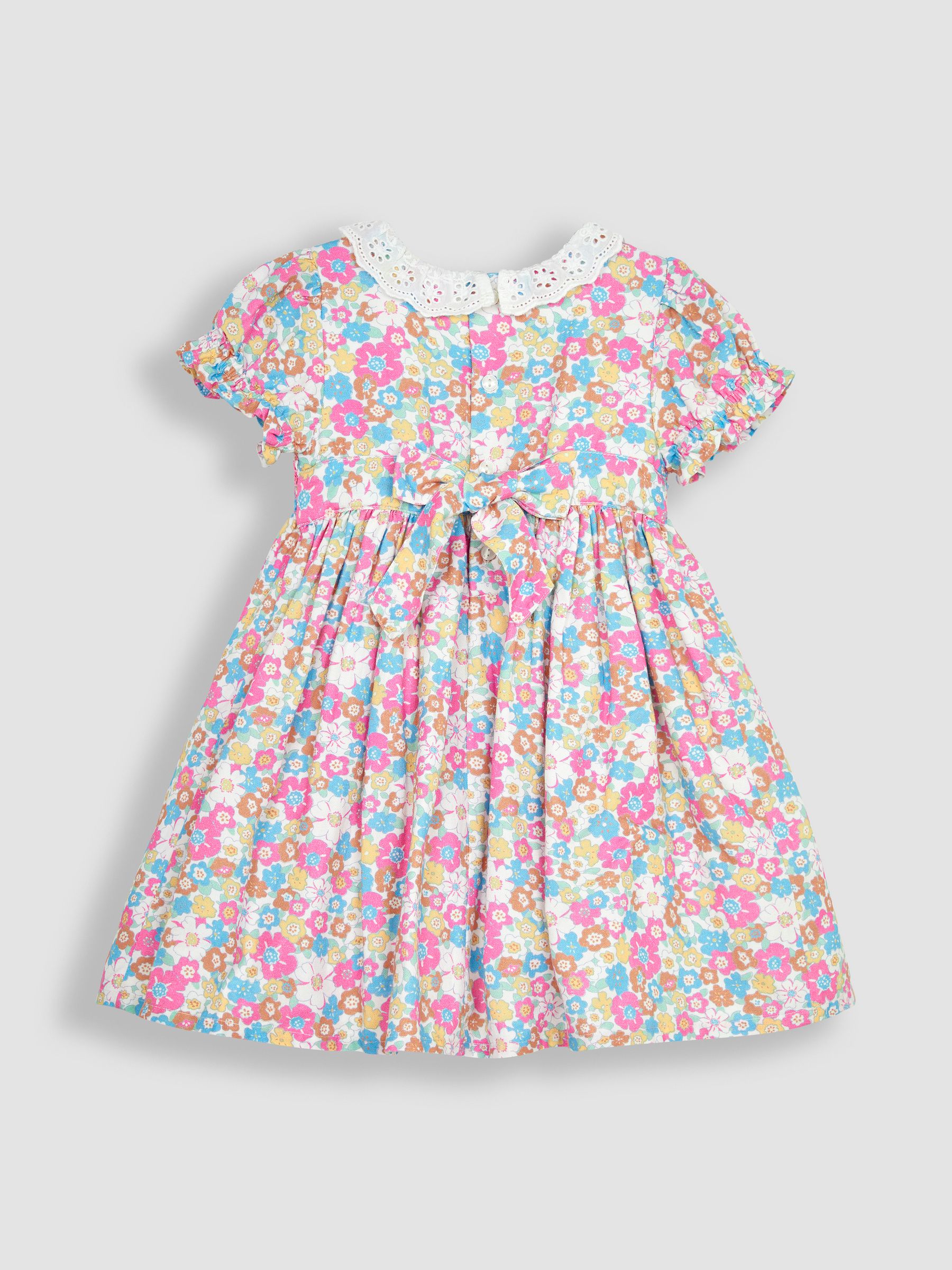 White Summer Floral Frill Collar Party Dress - Image 3 of 5