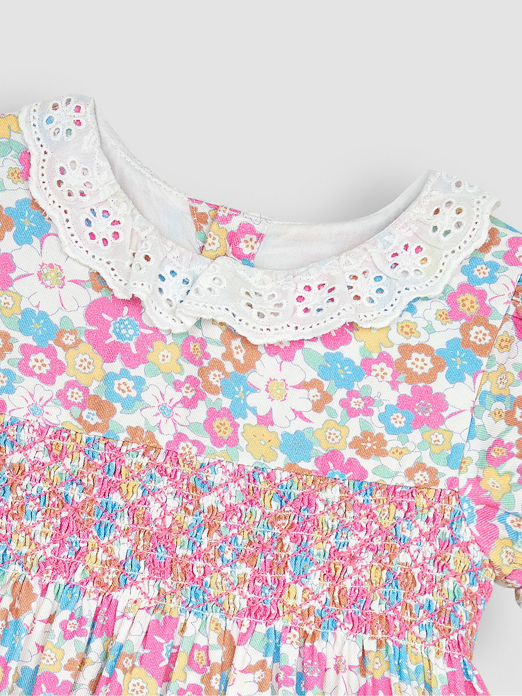 White Summer Floral Frill Collar Party Dress - Image 5 of 5