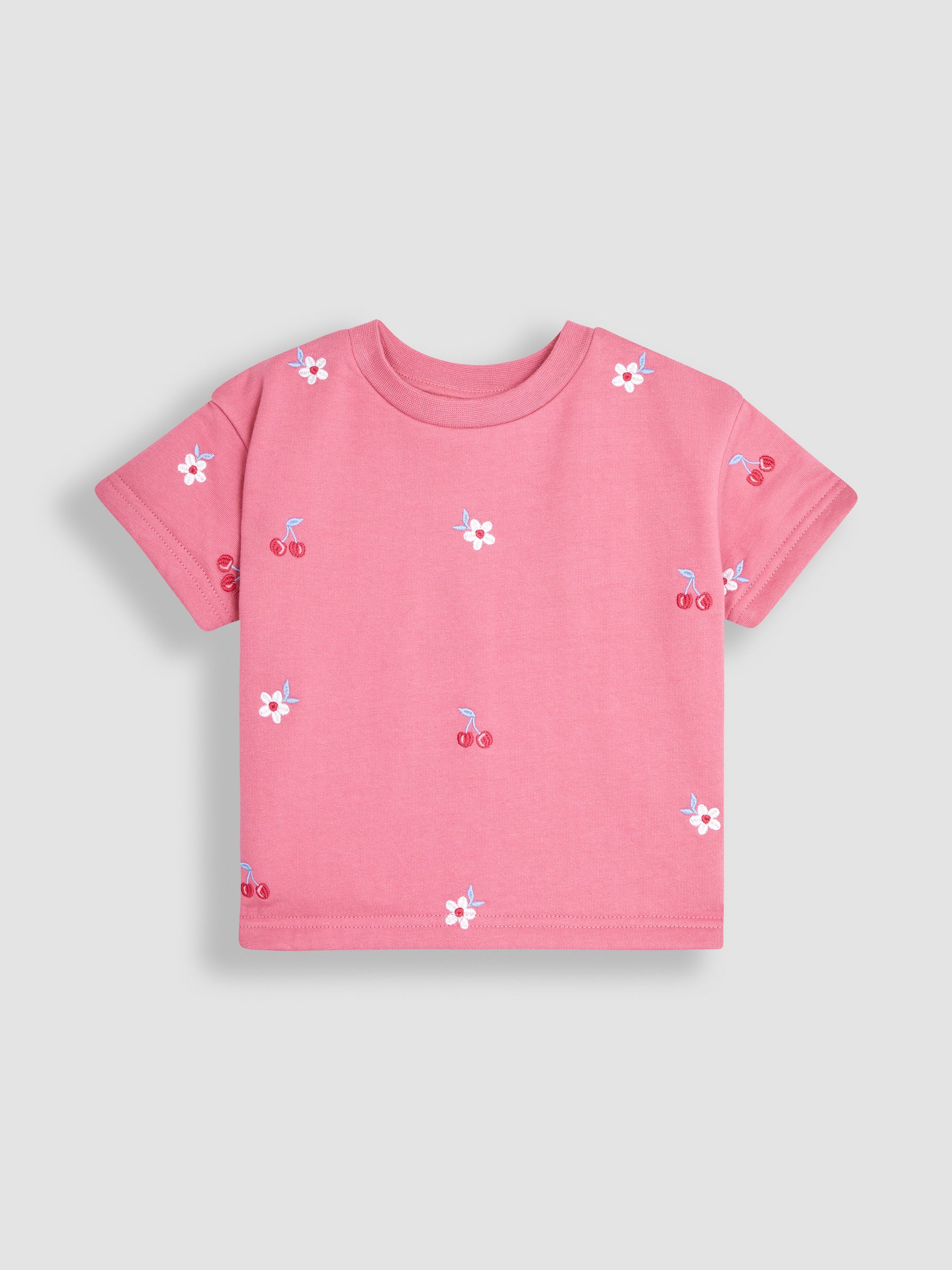 Pink 2-Piece Cherry Embroidered T-Shirt & Shorts Set - Image 2 of 4