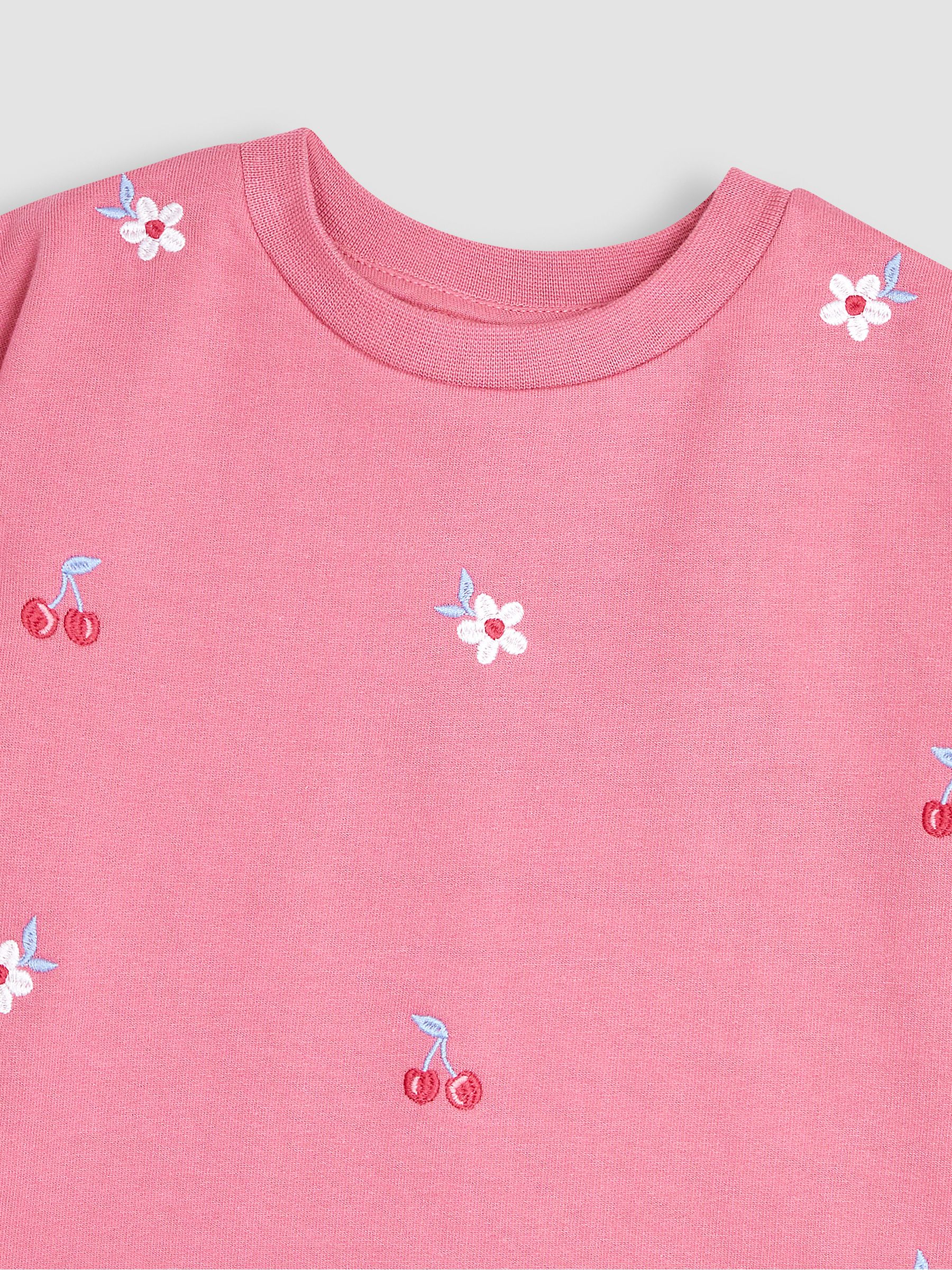 Pink 2-Piece Cherry Embroidered T-Shirt & Shorts Set - Image 4 of 4