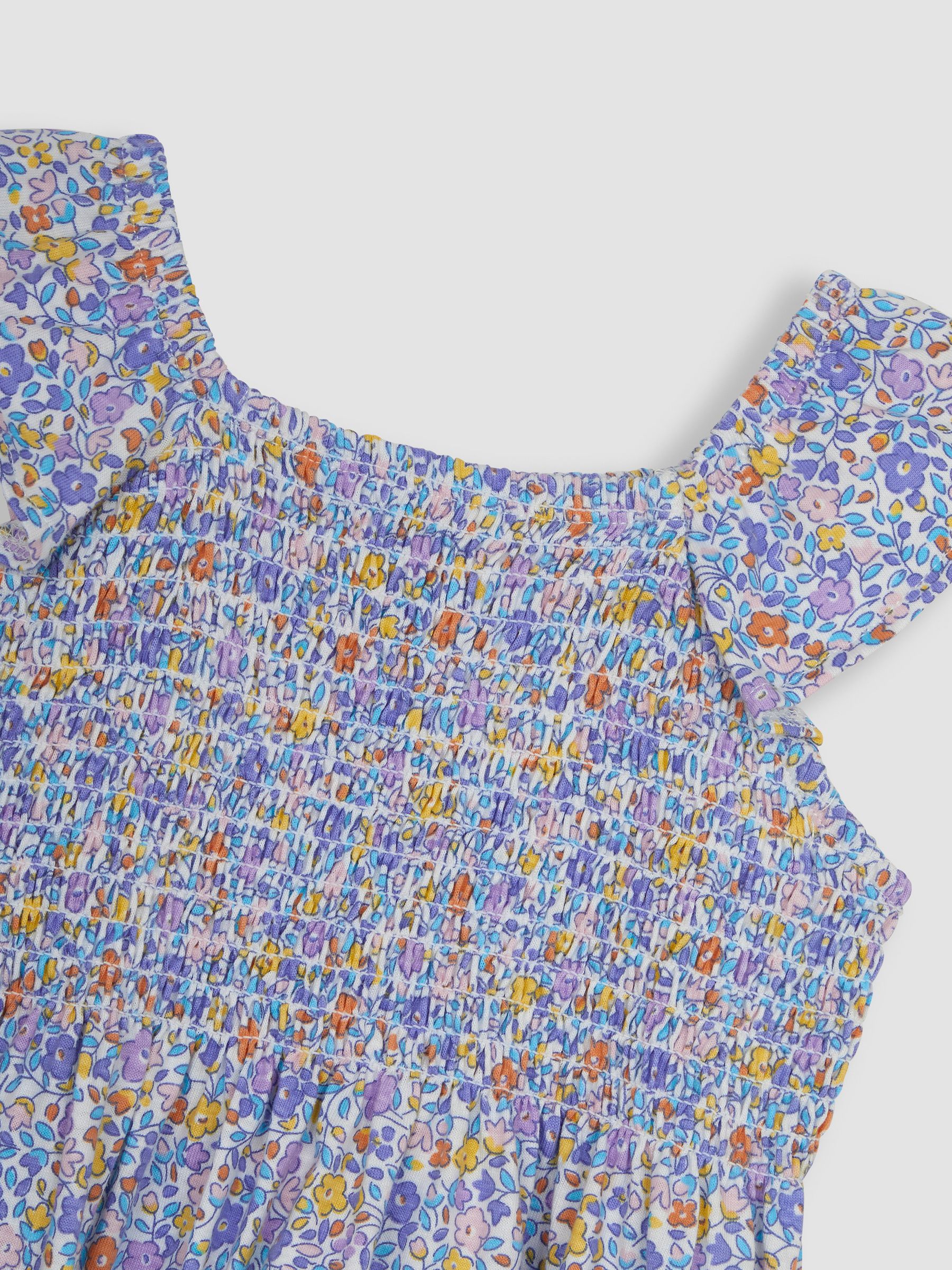 Lilac Ditsy Floral Ruffle Shoulder Smocked Jersey Dress - Image 2 of 3