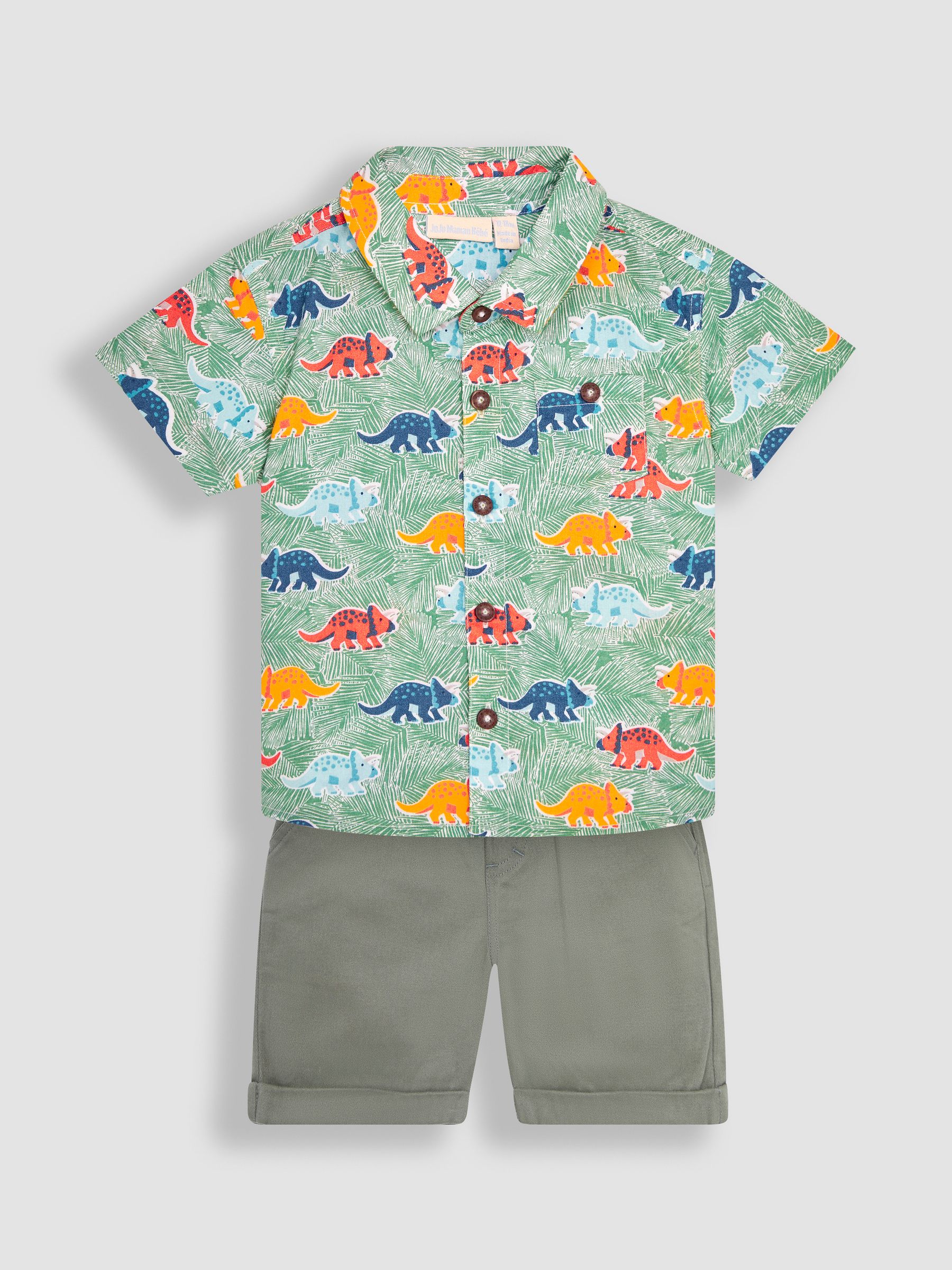 Green Triceratops Printed Shirt & Shorts Set - Image 2 of 7