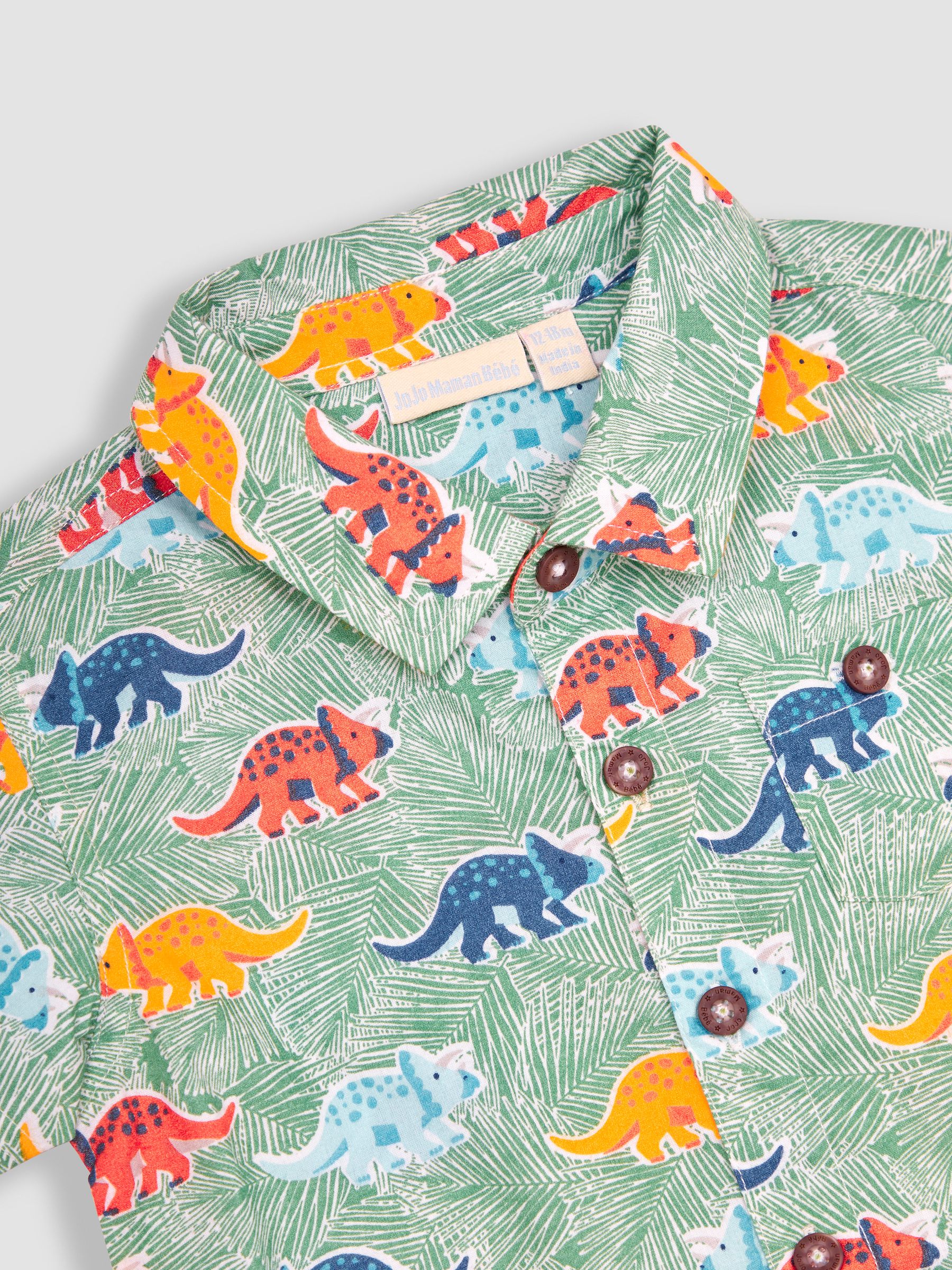 Green Triceratops Printed Shirt & Shorts Set - Image 5 of 7
