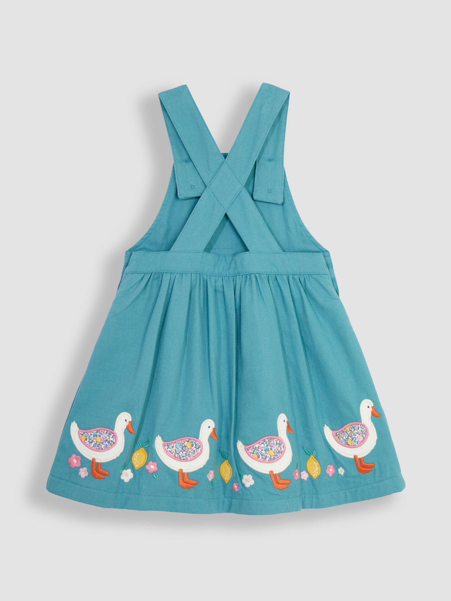 Duck Egg 2-Piece Duck Appliqué Dungaree Dress & Floral T-Shirt Set - Image 3 of 5