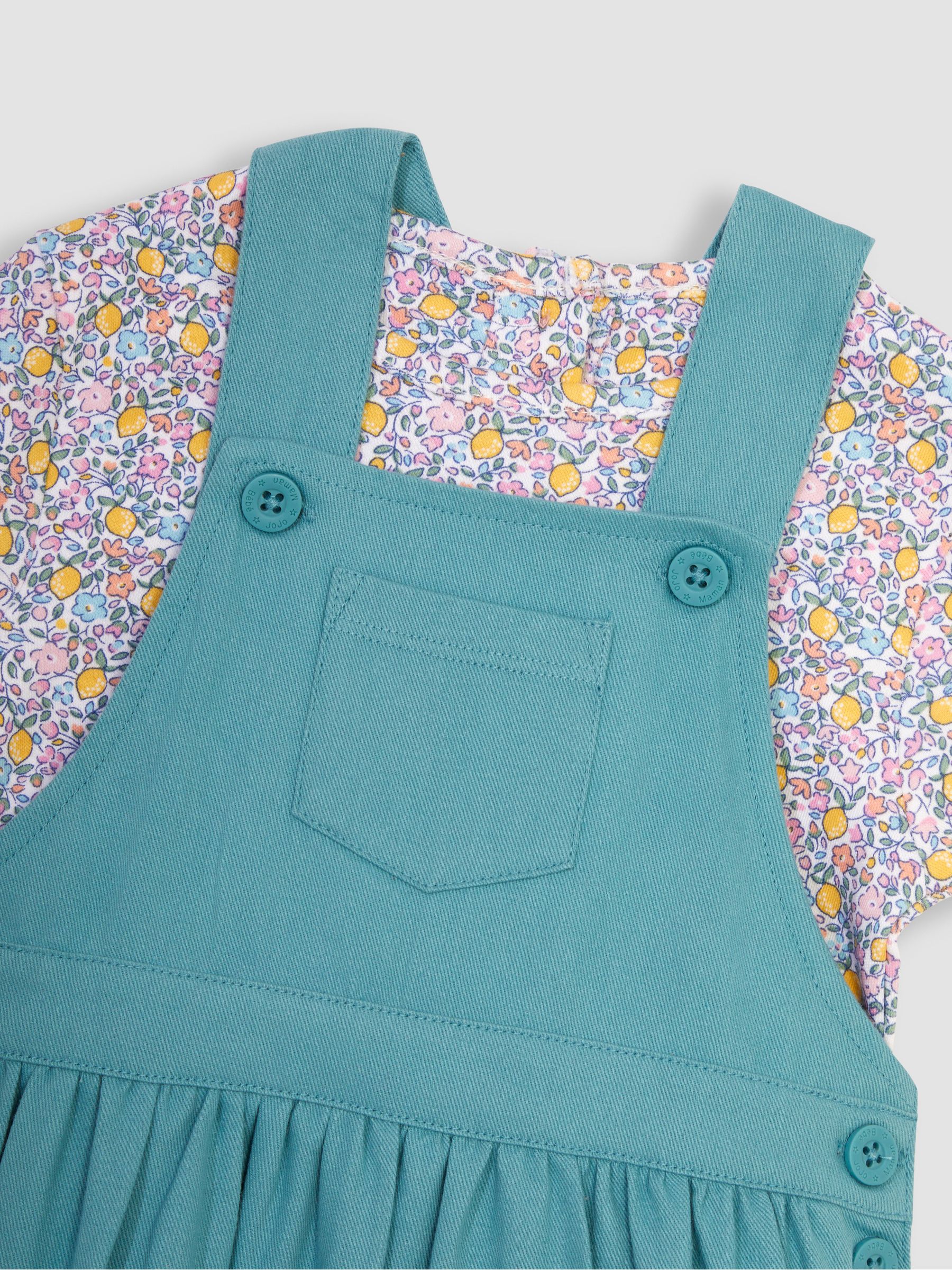 Duck Egg 2-Piece Duck Appliqué Dungaree Dress & Floral T-Shirt Set - Image 5 of 5