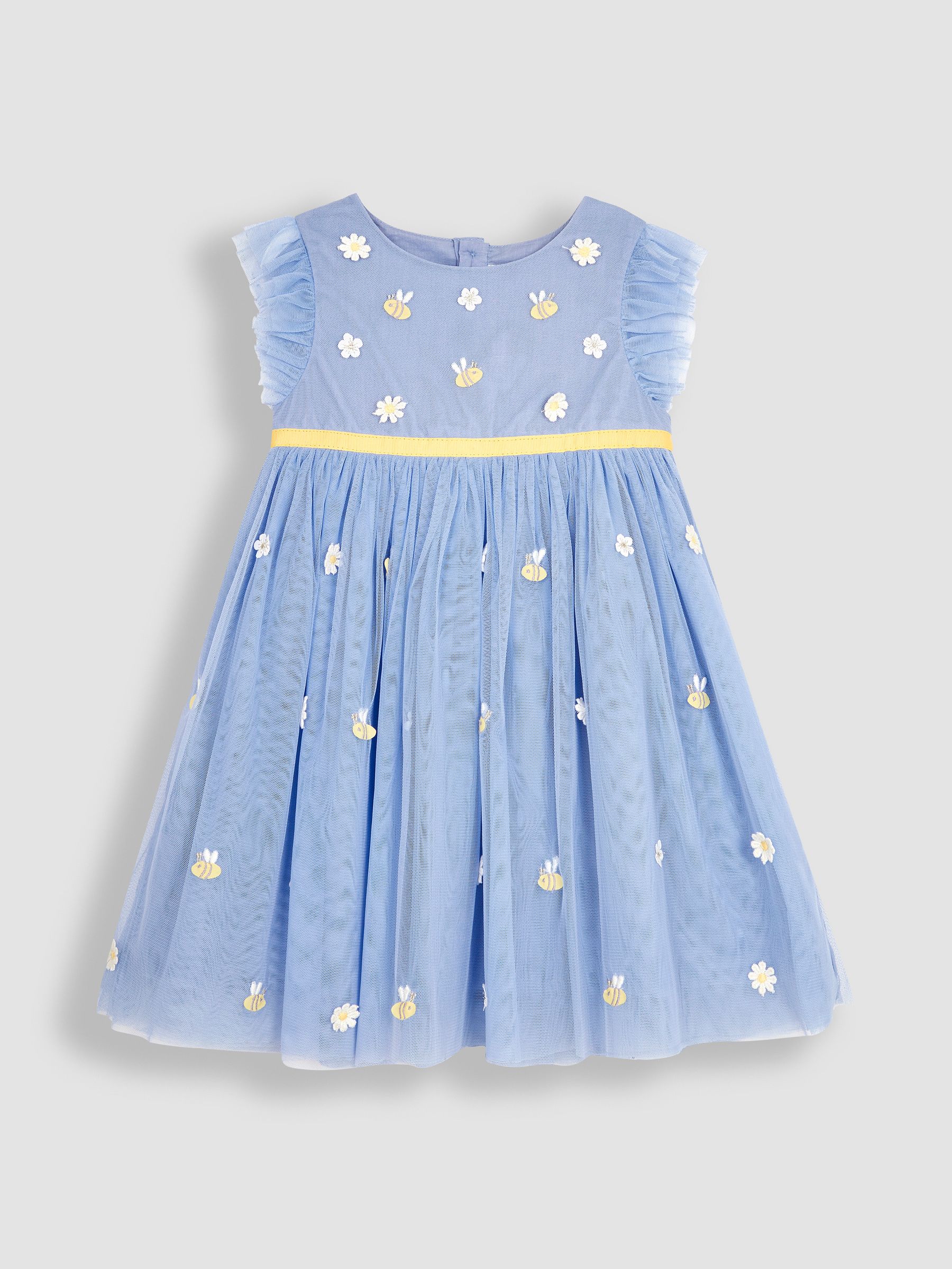 Cornflower Daisy & Bee Embroidered Tulle Party Dress - Image 1 of 7
