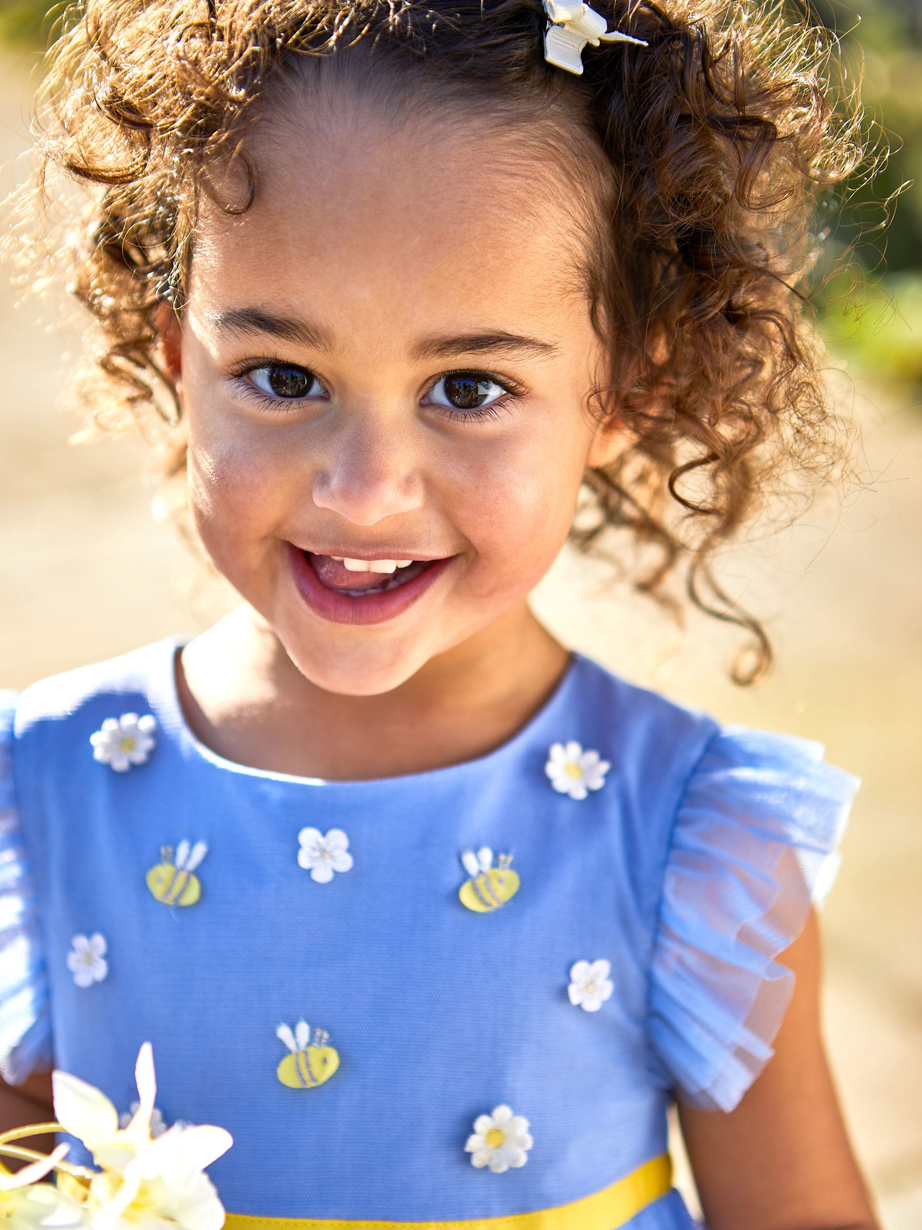 Cornflower Daisy & Bee Embroidered Tulle Party Dress - Image 4 of 7
