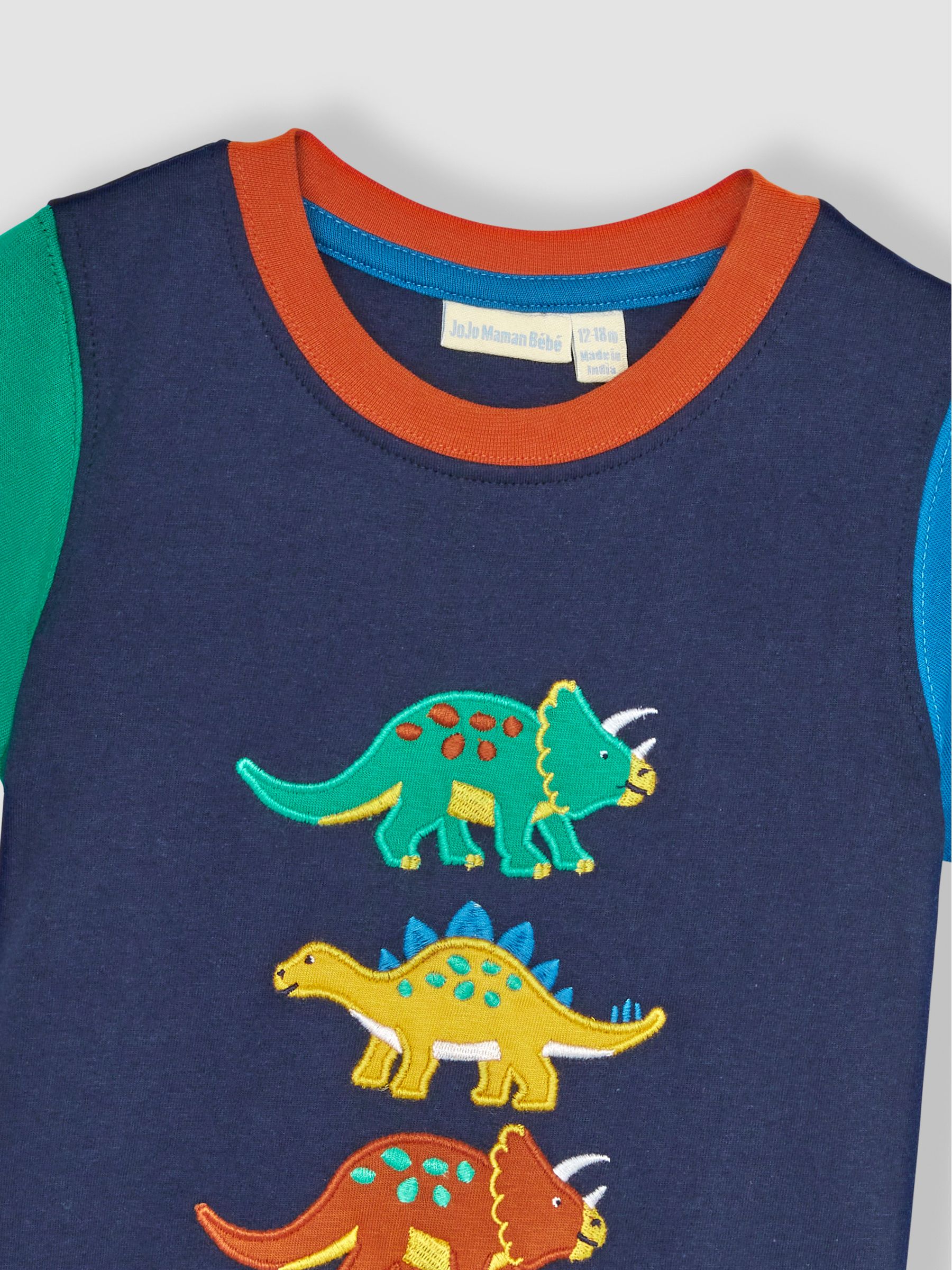 Navy Blue Dino Appliqué Motif T-Shirt - Image 2 of 3