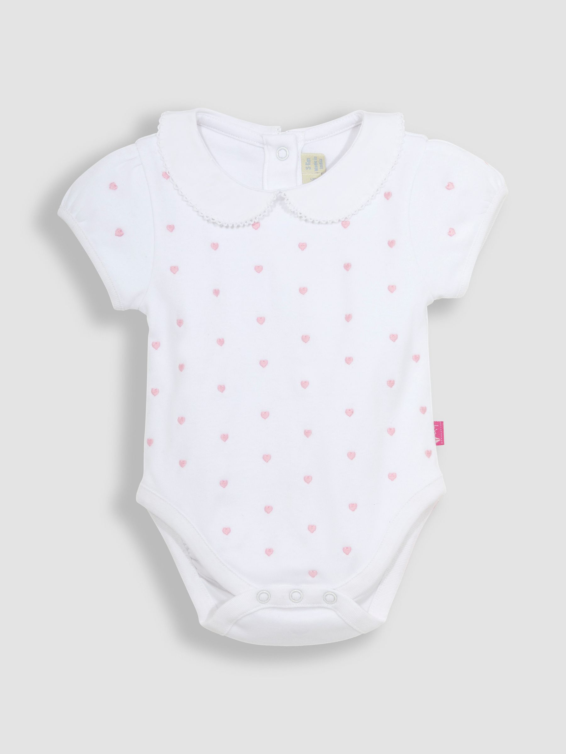 White Heart Embroidered Peter Pan Bodysuit - Image 1 of 3