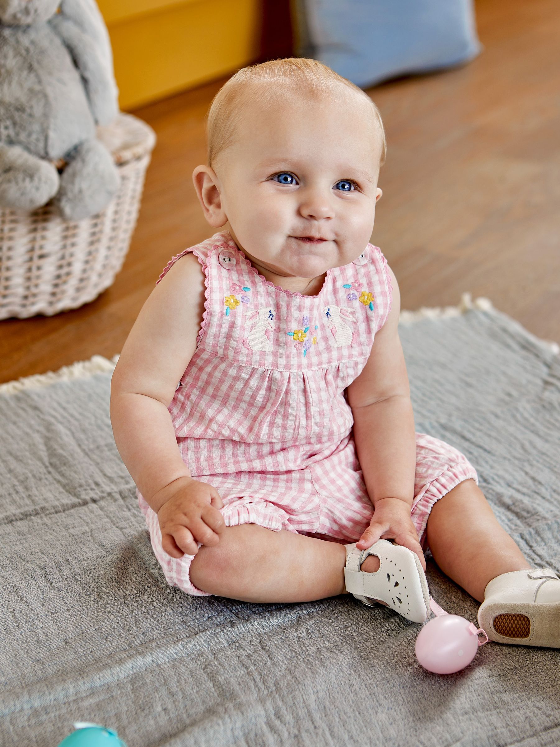 Pink Bunny Appliqué Gingham Dungarees - Image 1 of 5