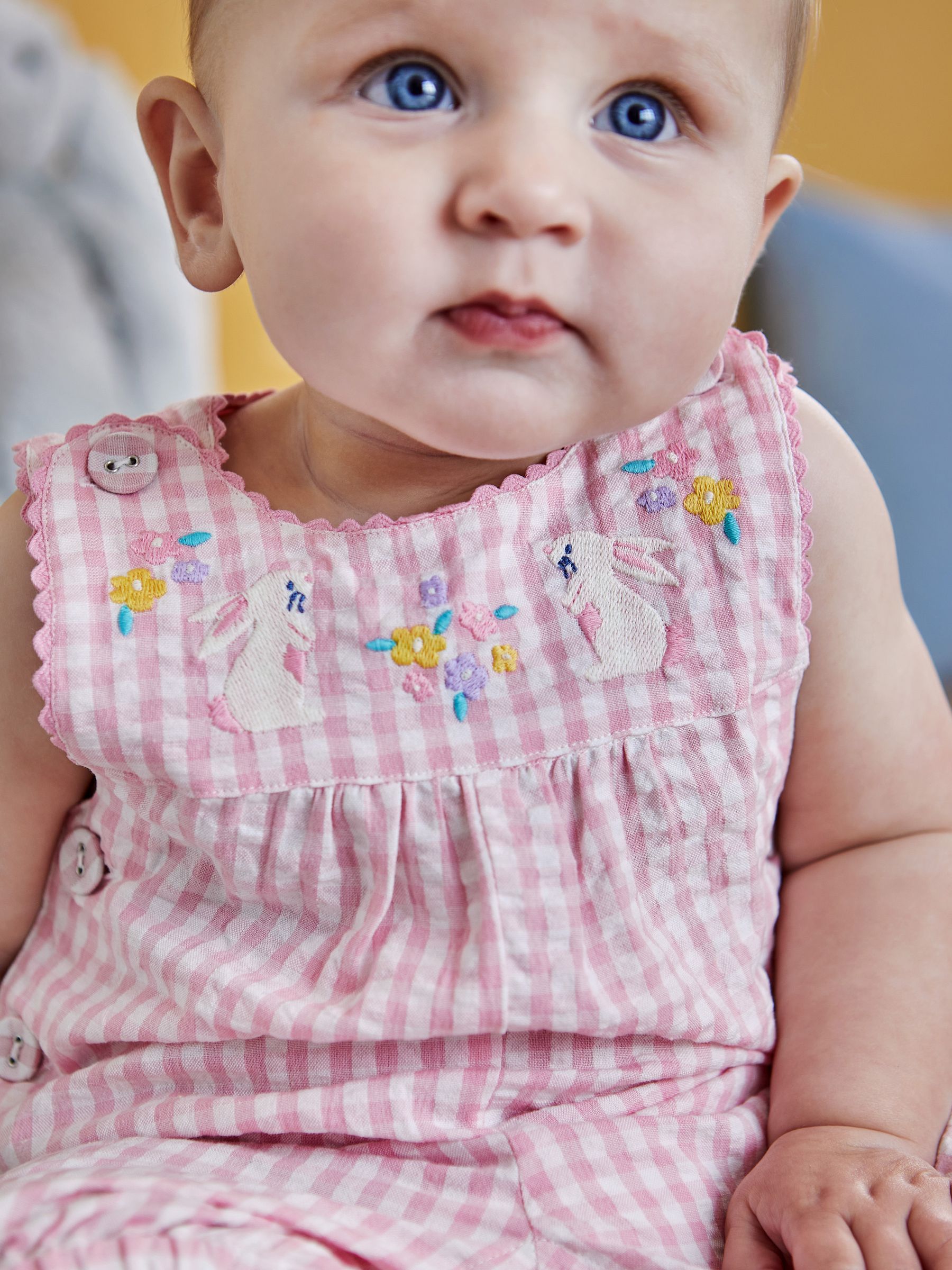 Pink Bunny Appliqué Gingham Dungarees - Image 2 of 5