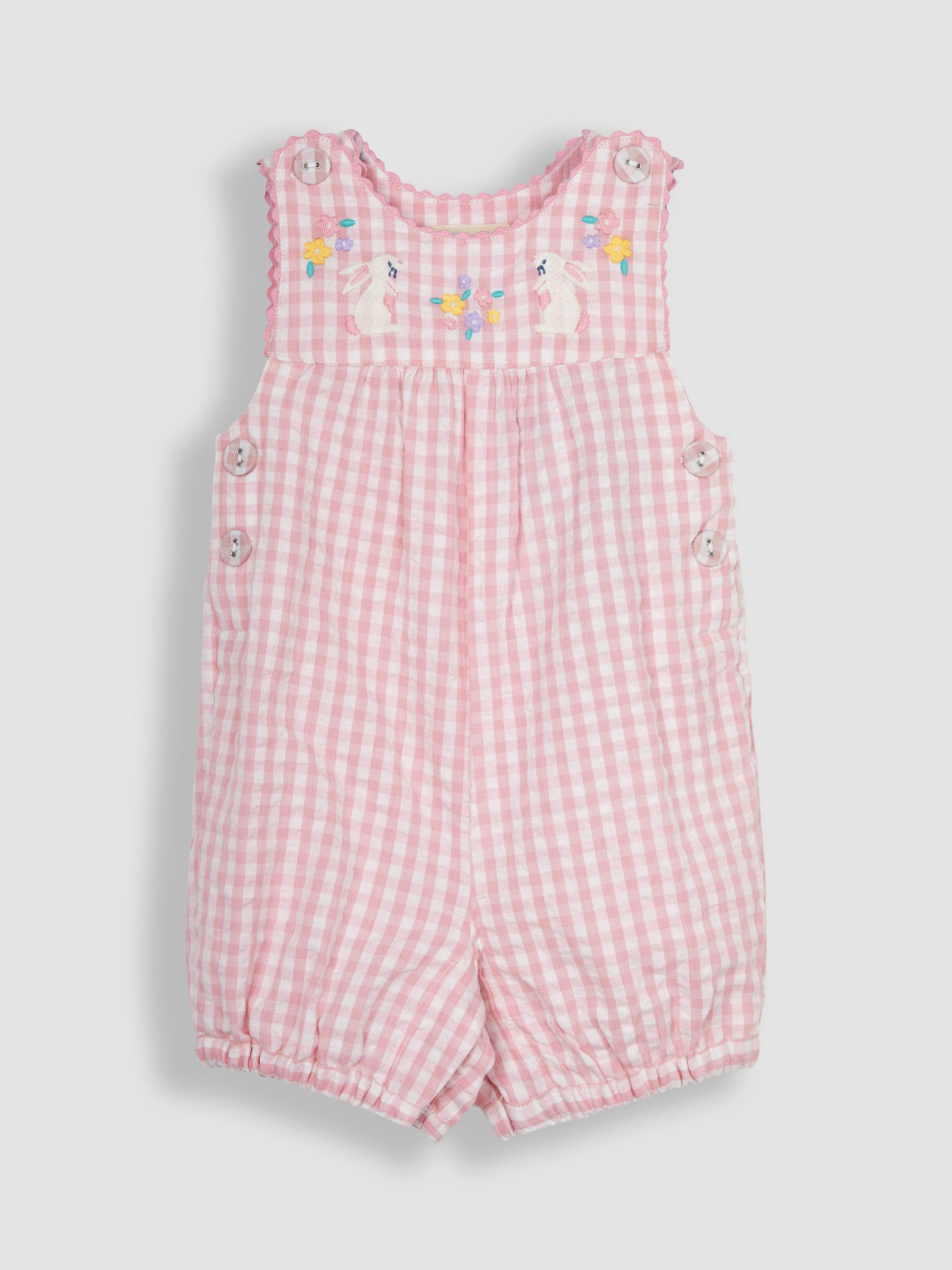Pink Bunny Appliqué Gingham Dungarees - Image 3 of 5