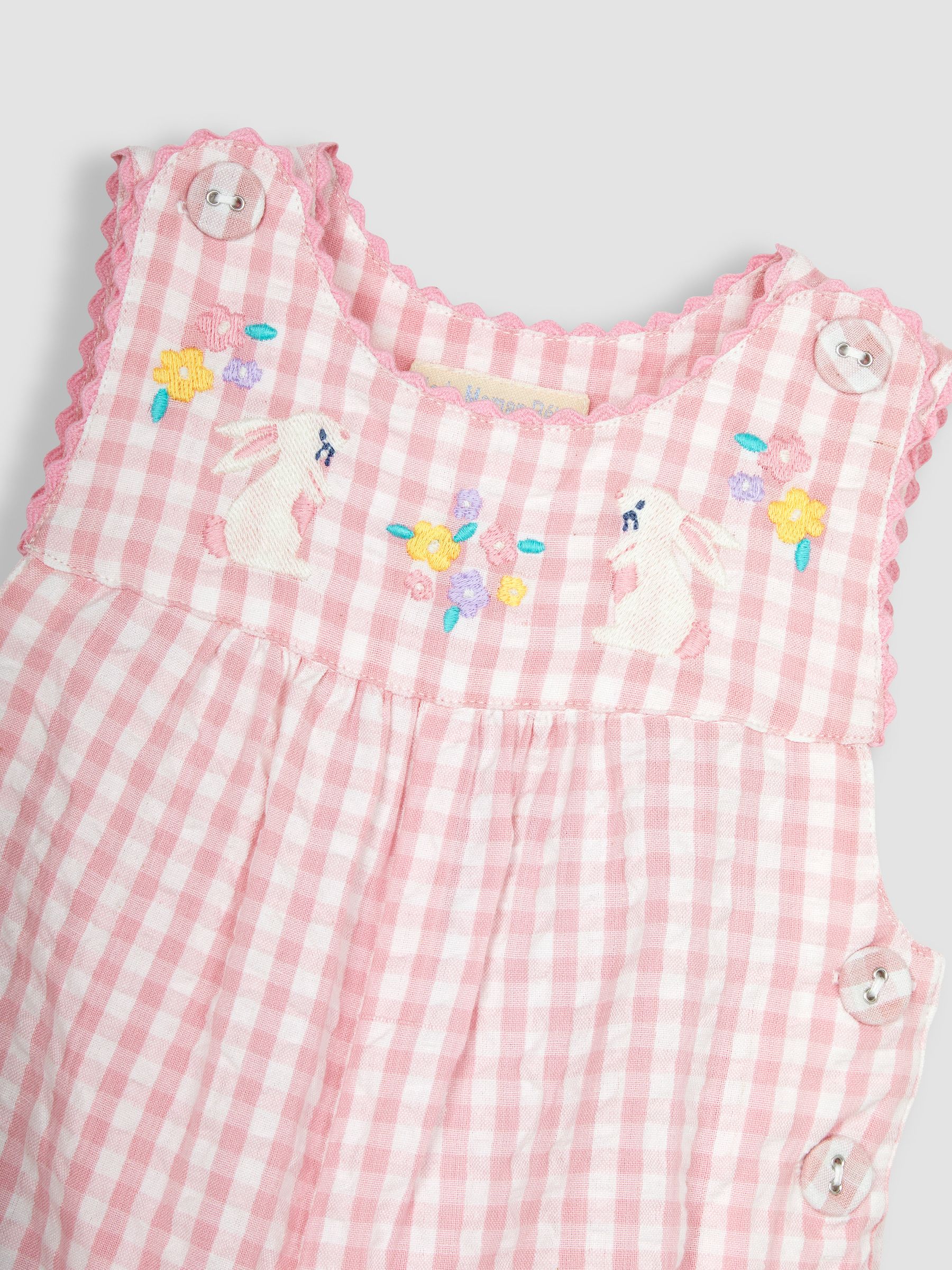 Pink Bunny Appliqué Gingham Dungarees - Image 5 of 5